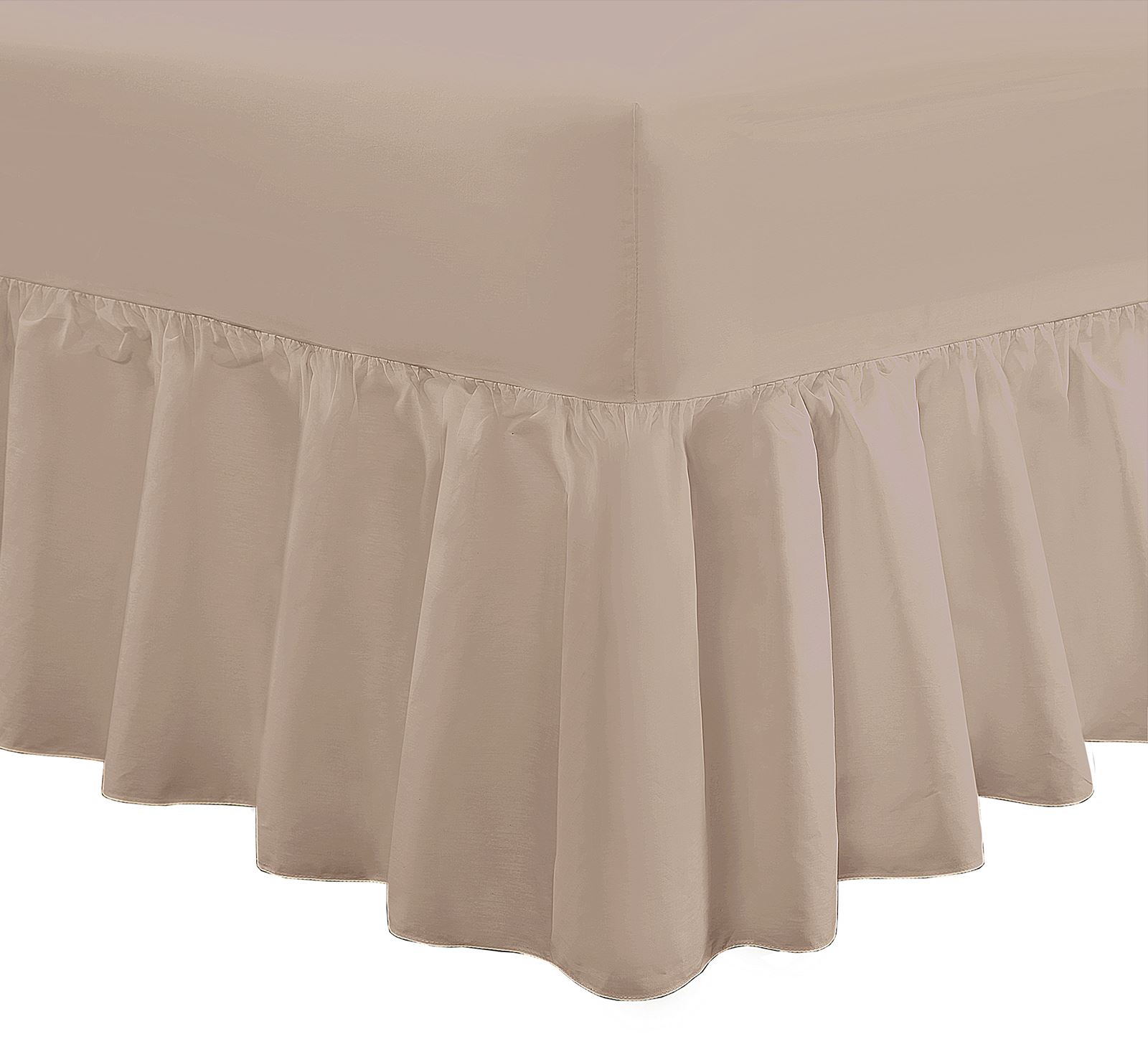 Plain Frilled Fitted Valance Sheet Cotton Blend Sheets Single Double