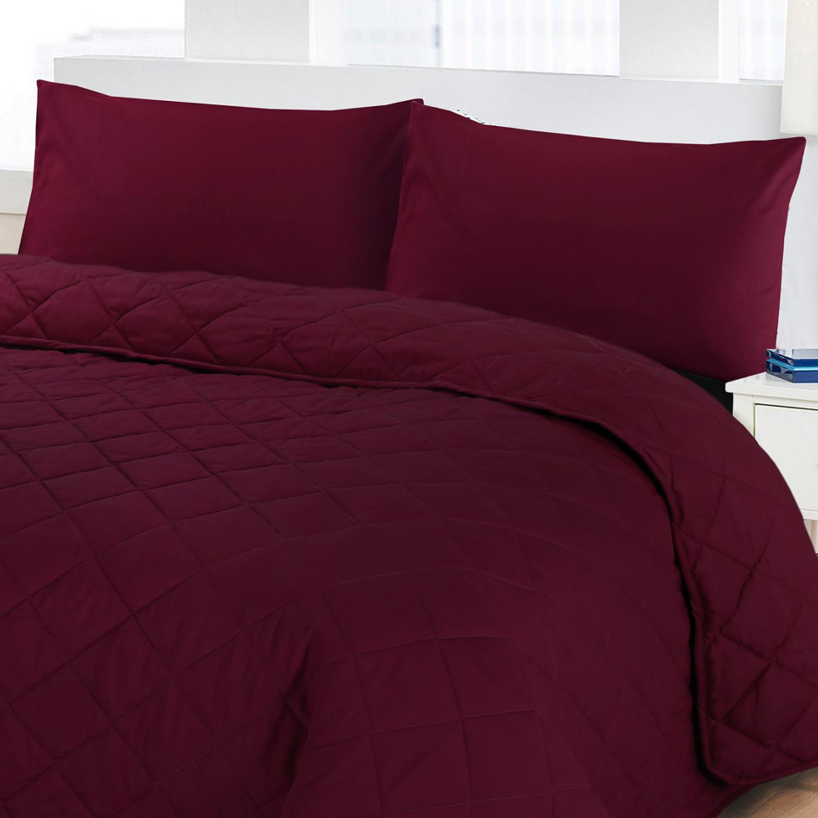 Luxury Soft Plain Dyed Poly Cotton Quilted Bedspread Bed Quilt Throw Double King eBay