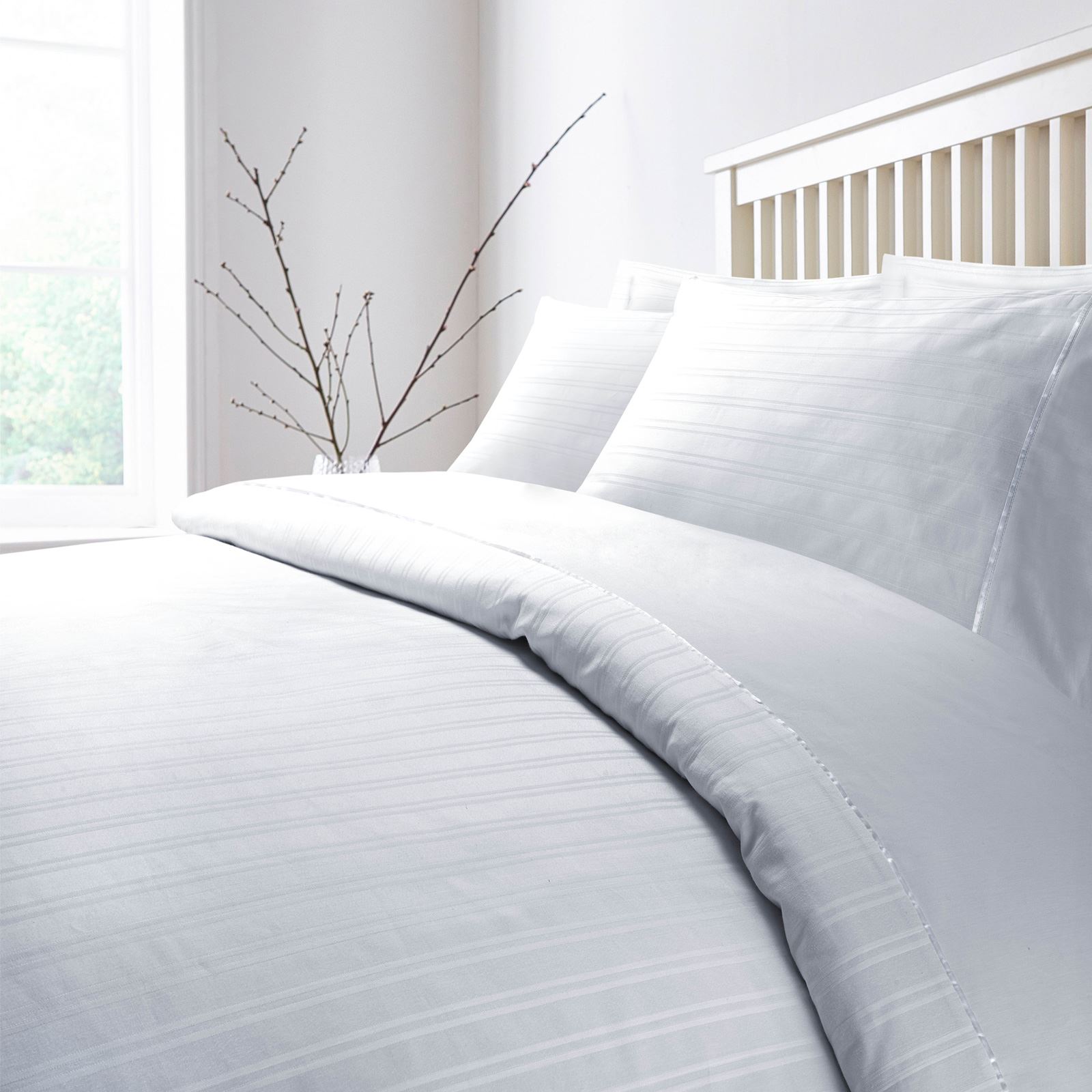 Hotel Quality 400 Thread 100 Cotton Satin Sateen Stripe Duvet Cover