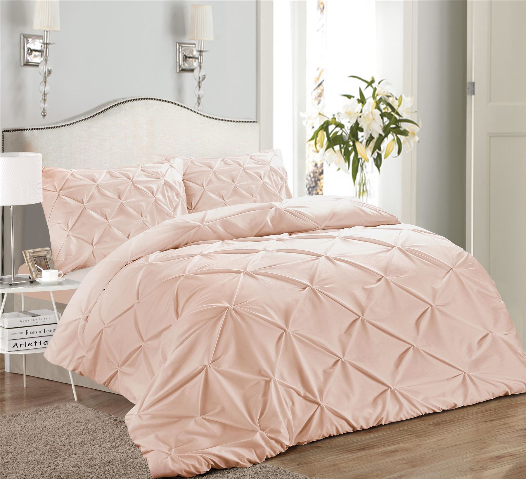 Soft 200 Thread 100 Egyptian Cotton Pintuck Pinch Pleat Duvet Cover Bedding Set eBay