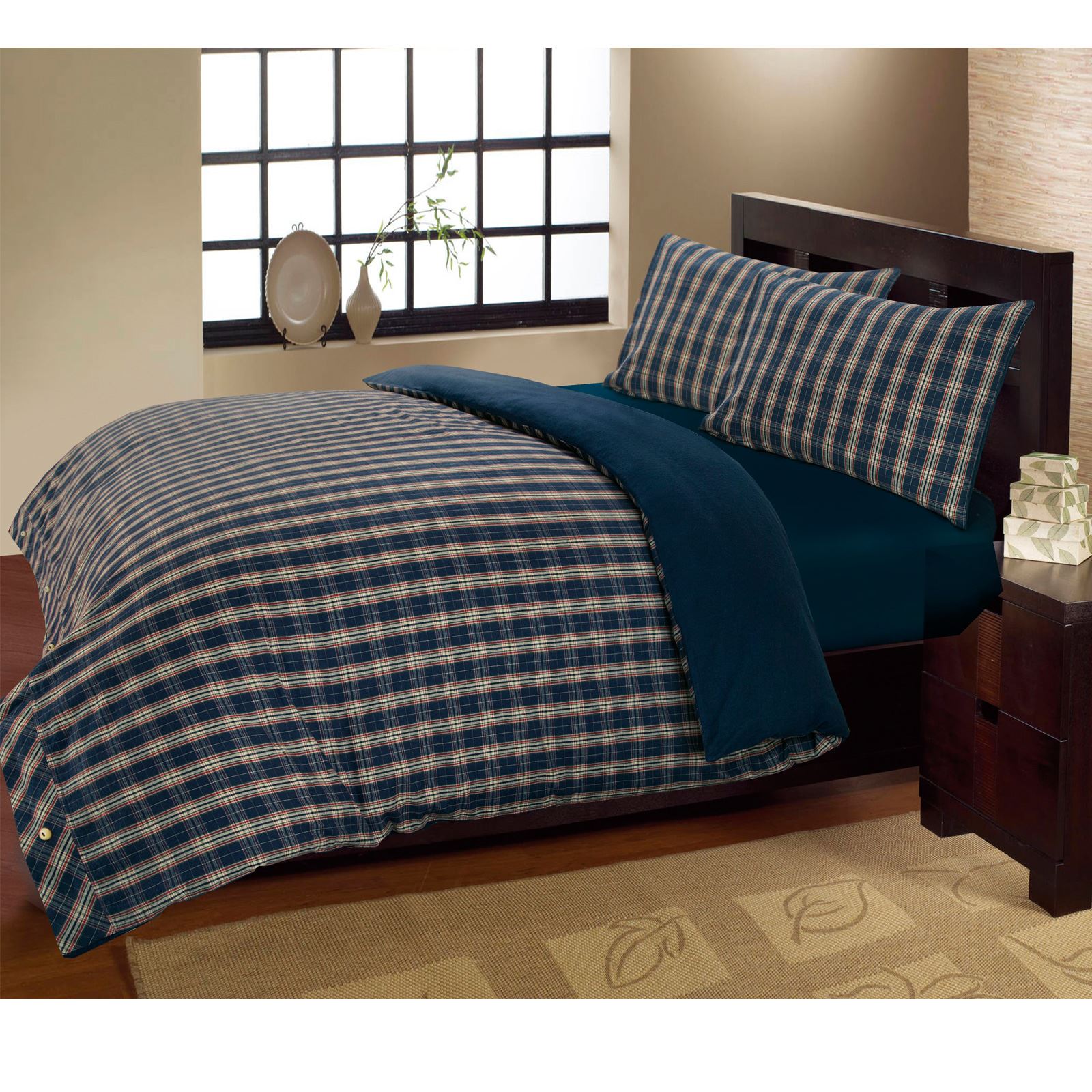 Highland Tartan Check 100/% Brushed Cotton Flannelette Duvet Cover Bedding Set