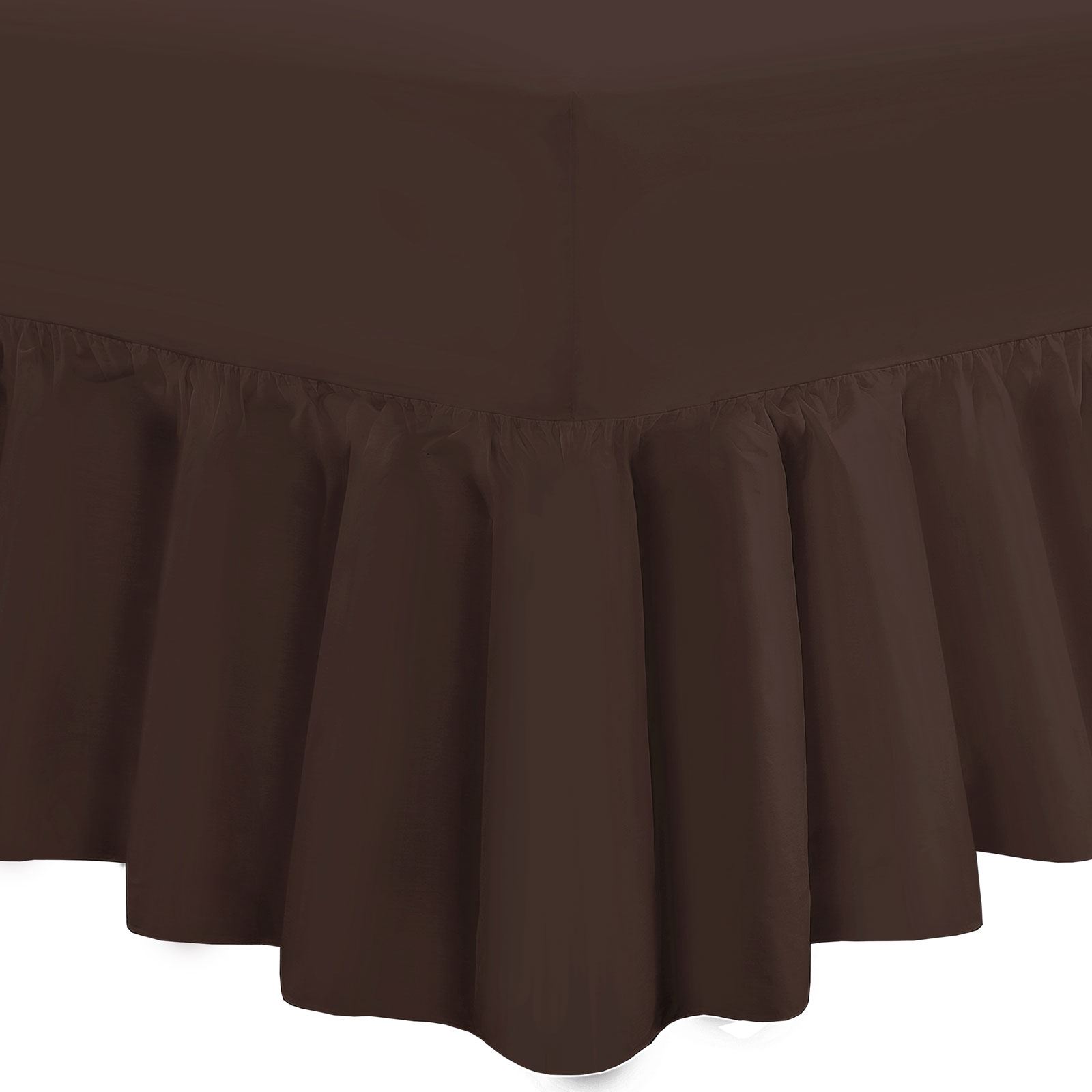 Plain Frilled Fitted Valance Sheet Cotton Blend Sheets Single Double
