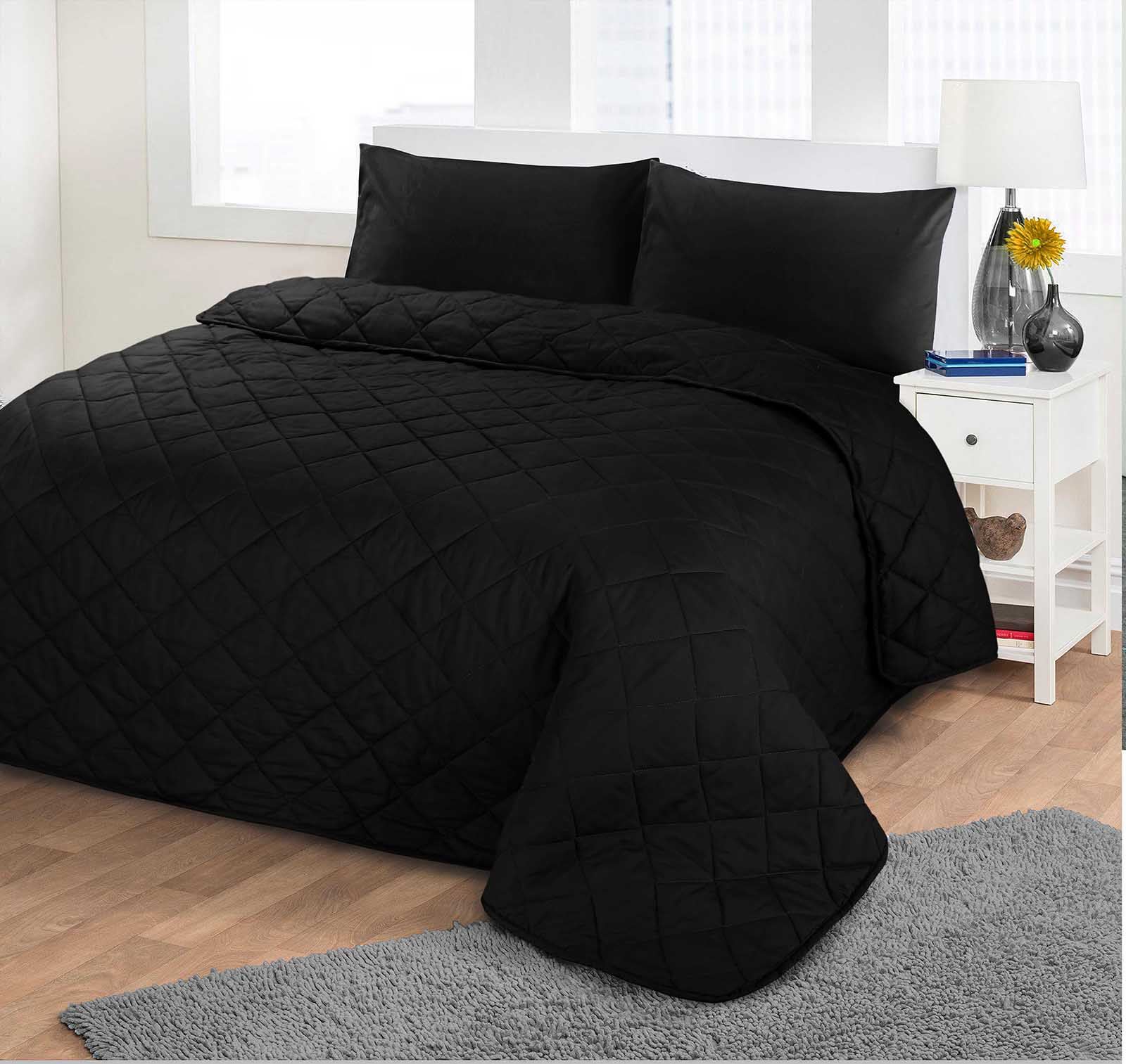 Luxurious Plain Colour Soft Quilted Embossed Bedspread ...