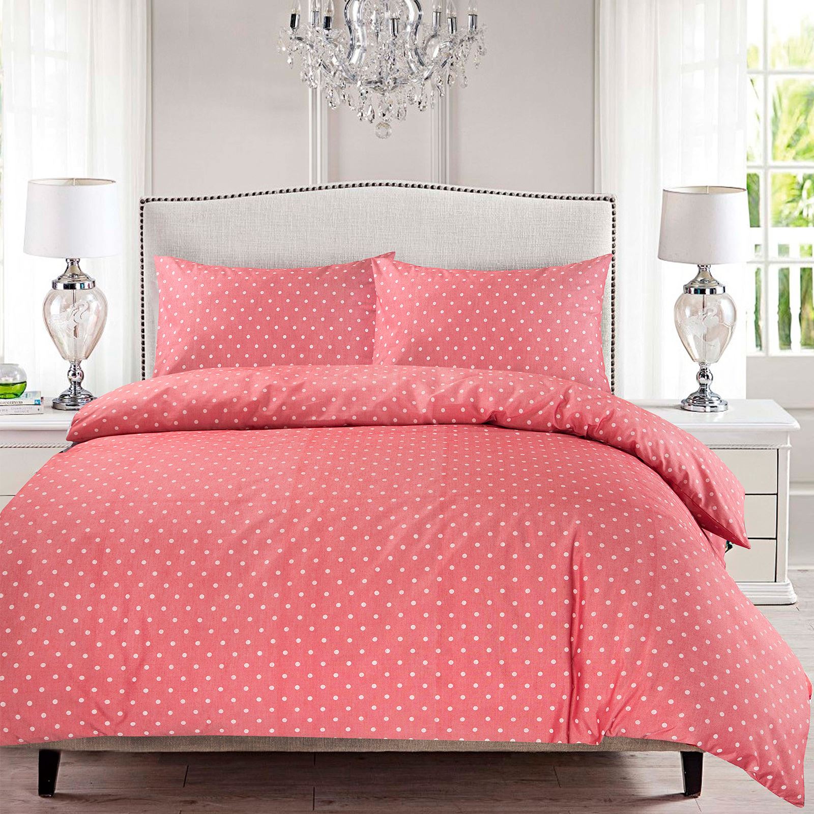 FilaFil Chambray Bedding with Polka Dot Quilt Duvet Cover Pillowcase