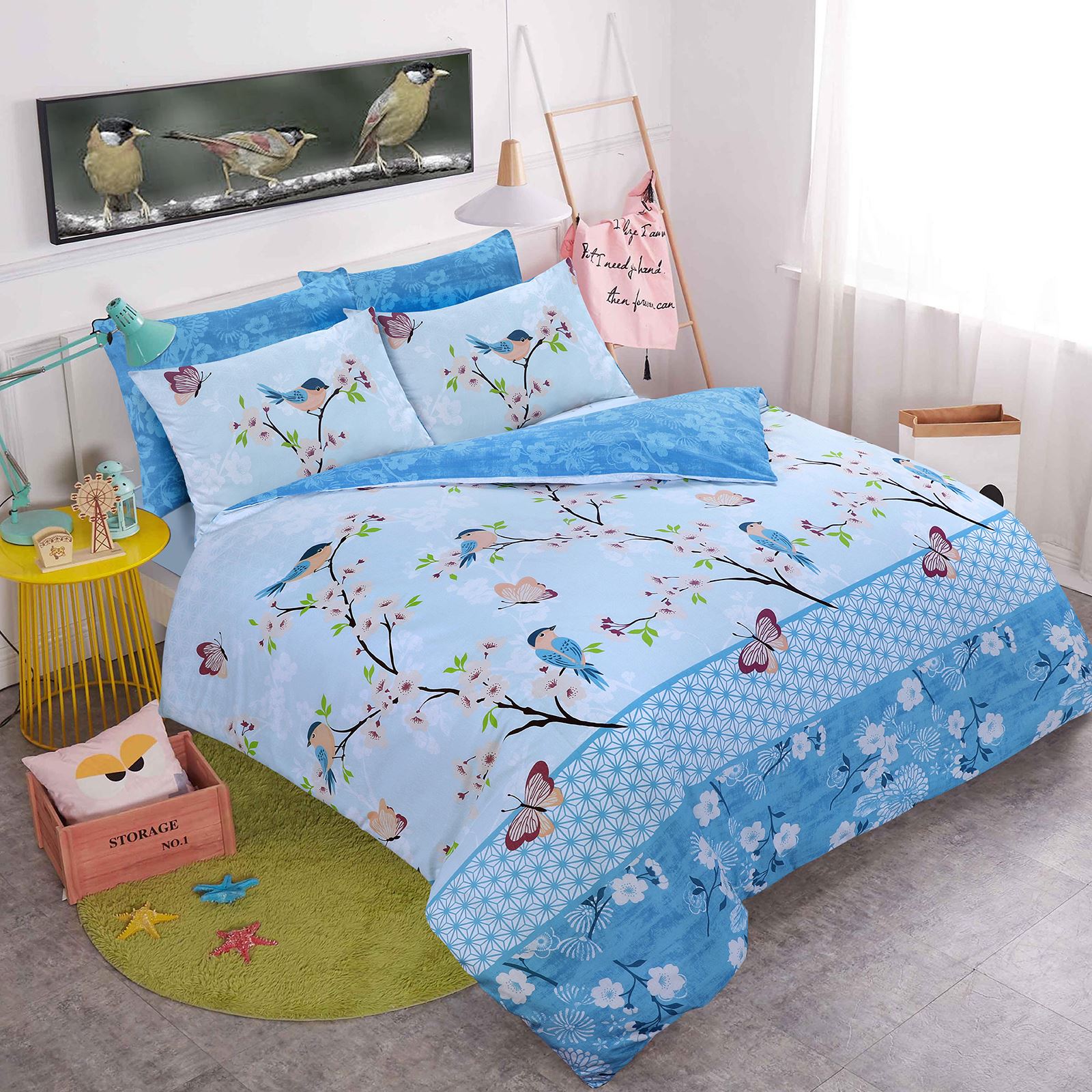 Floral Butterfly Duvet Cover with Pillow Case Quilt Cover Bedding Set All Sizes