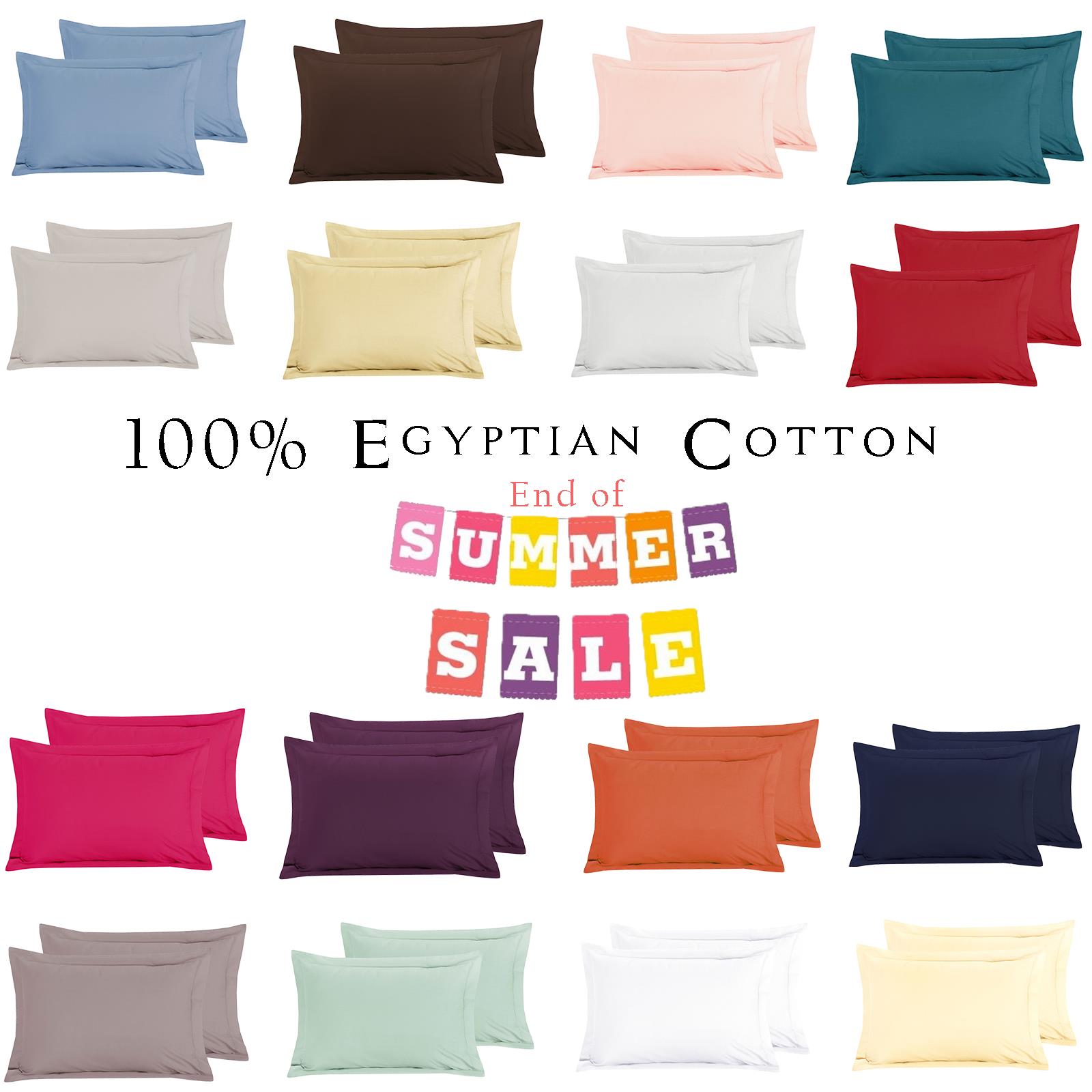 200 TC Egyptian Cotton Plain Dyed Pillow Cases Black Grey Plum Cream Blue White