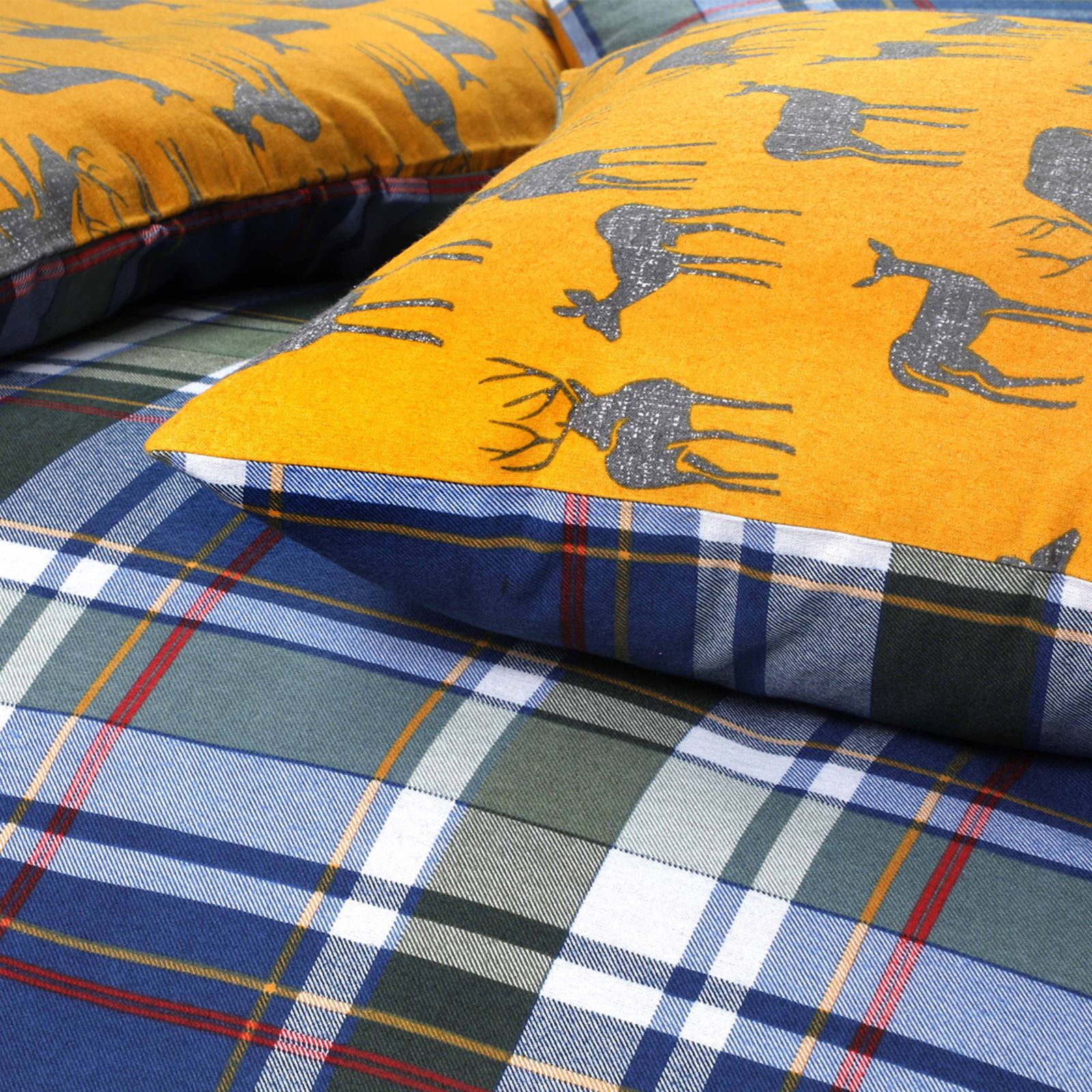 Tartan 100 Brushed Cotton Duvet Cover Flannelette Check Quilt Set Bed