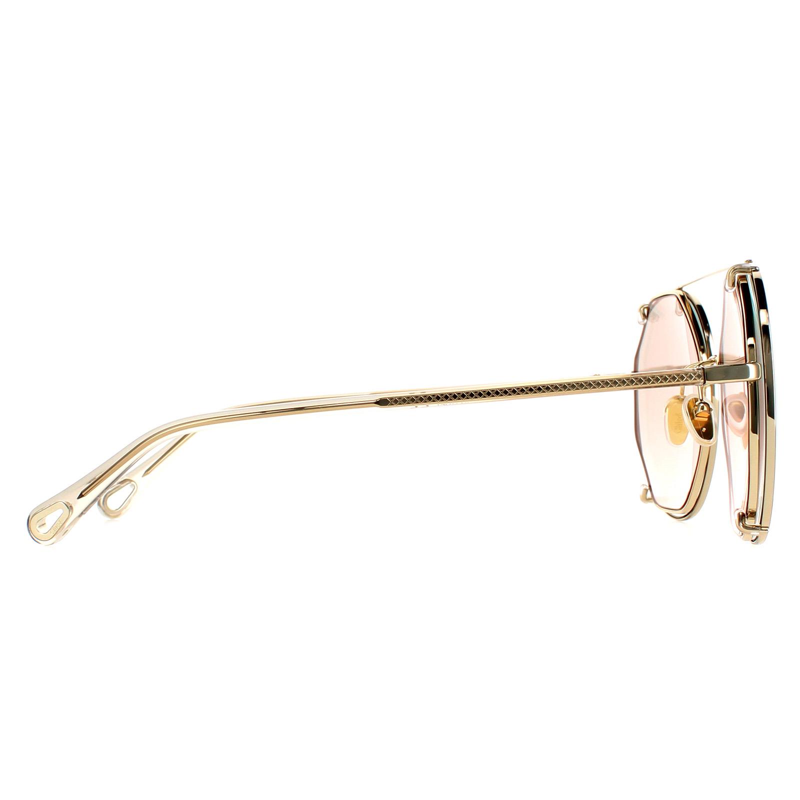 NEW  CHLOE SUNGLASSES GOLD WOMEN EYEWEAR CHLOE CH0041S 001 Amazon.com: Chloé Round-Frame Metal Sunglasses : Clothing  main image 4