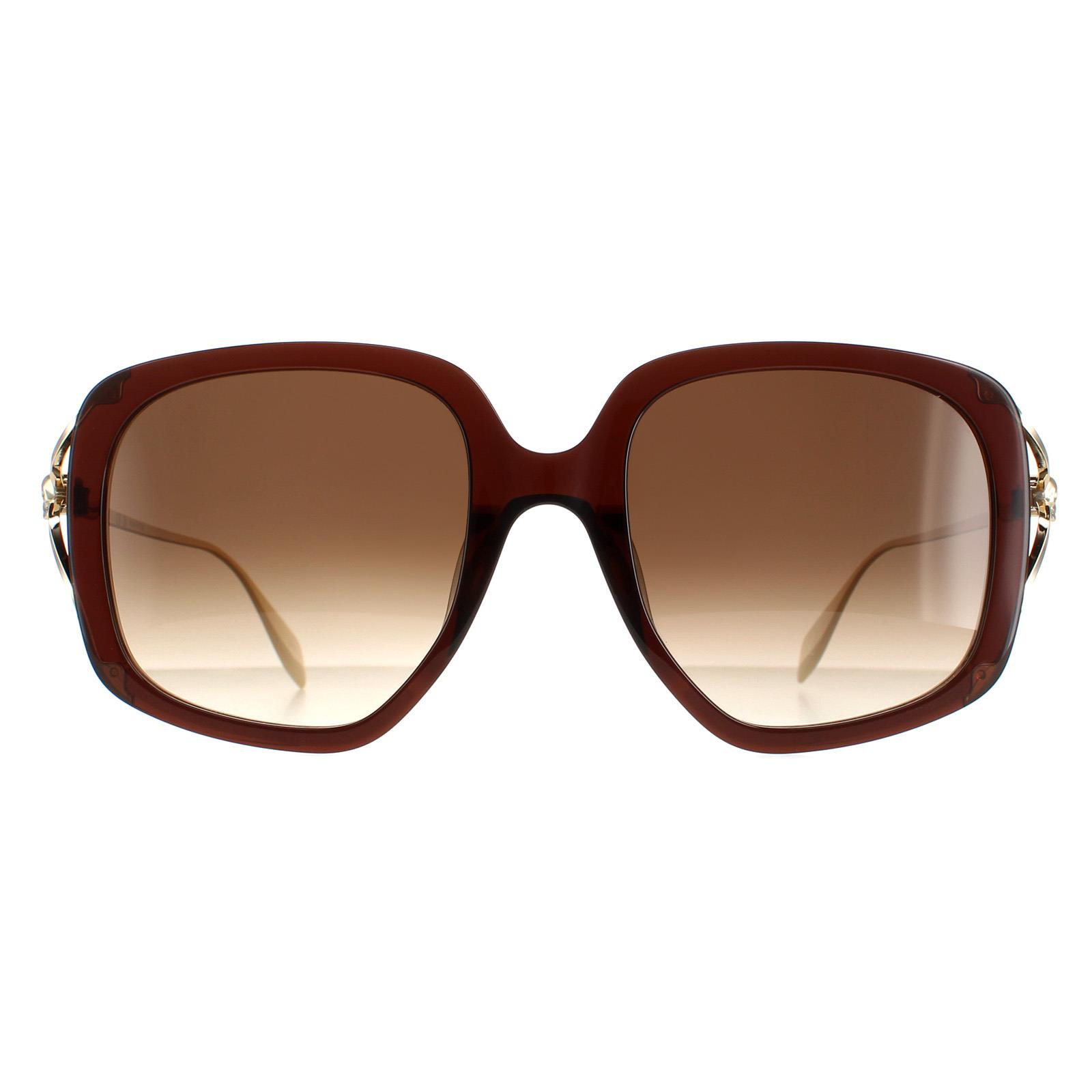 Alexander McQueen Sunglasses AM0374S 002 Brown Gold Brown  display picture 1