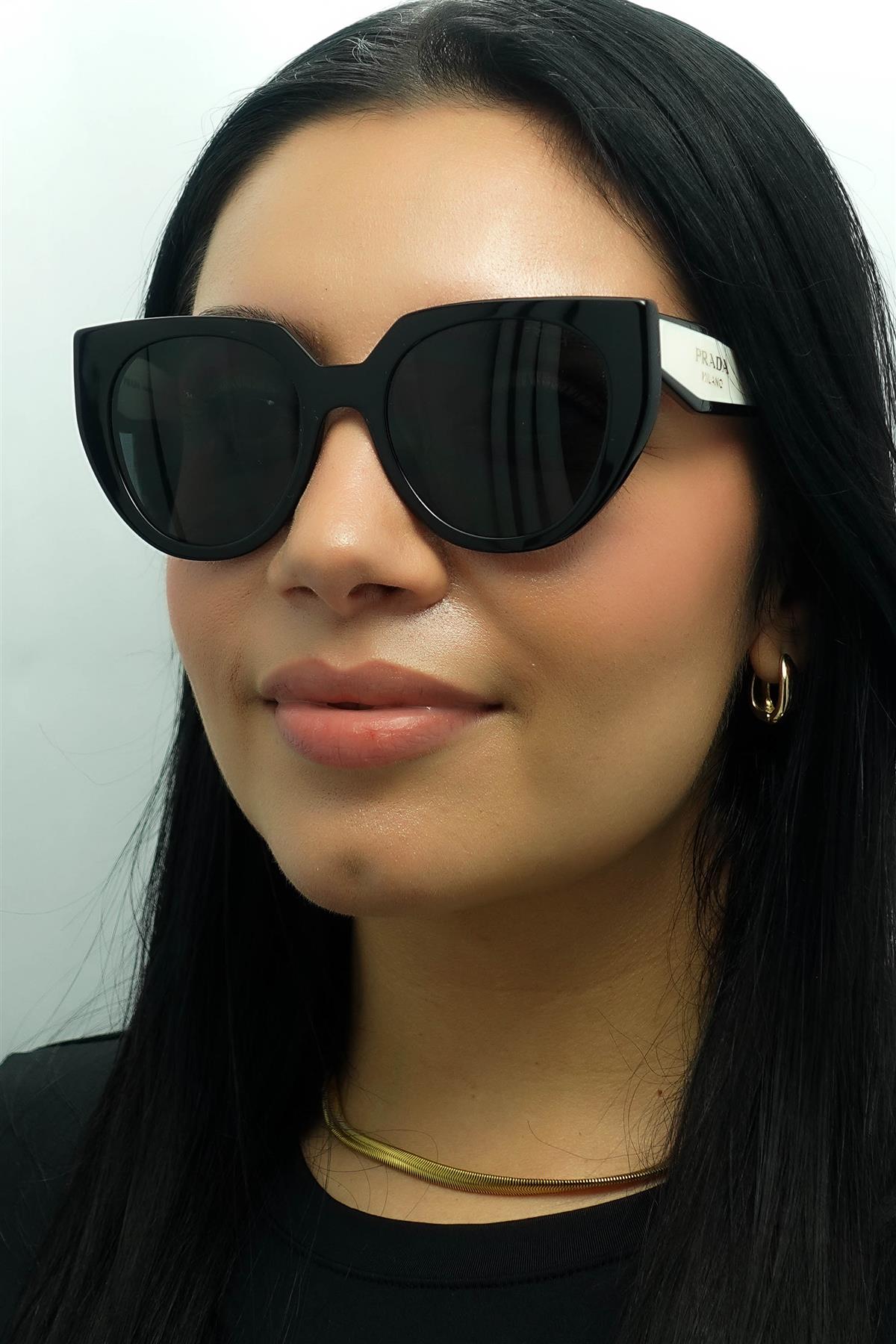 Prada Sunglasses PR14WS 09Q5S0 Black and Talc Dark Gray | eBay display picture 1