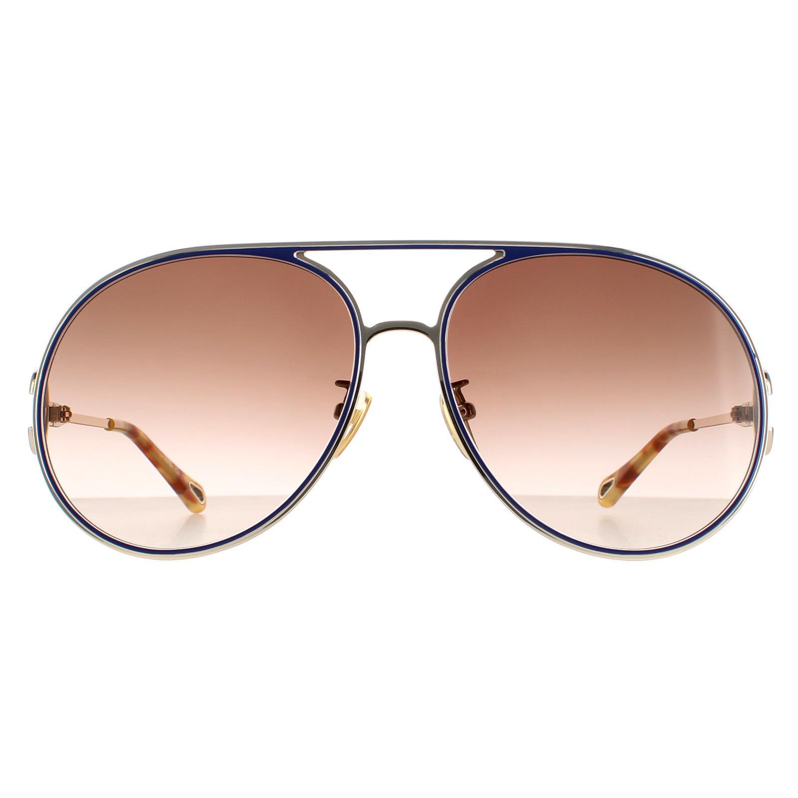 Chloe Sunglasses CH0145S 003 Gold Blue Brown Gradient | eBay
