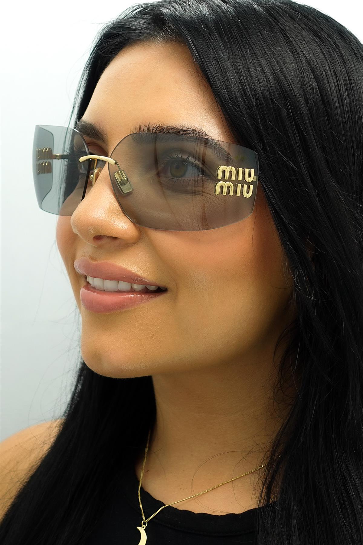 Miu Miu Sunglasses MU54YS 5AK30B Gold Light Gray | eBay display picture 1