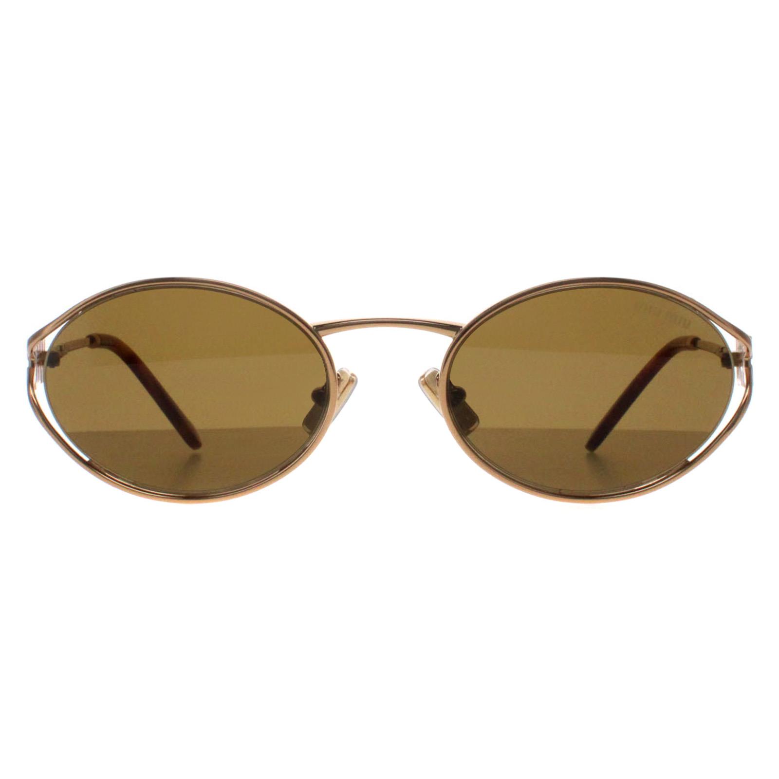 Miu Miu Sunglasses MU52YS 7OE01T Brass Gold Dark Brown | eBay display picture 1