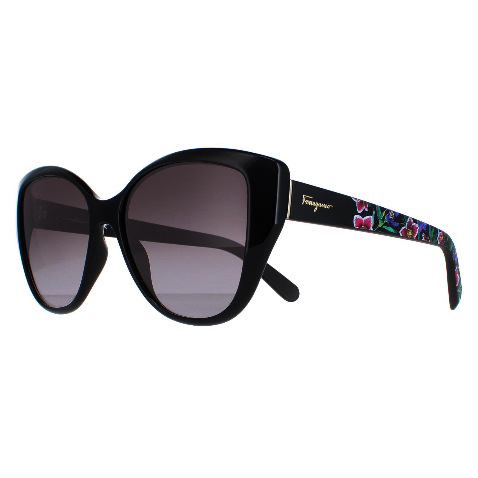 Salvatore Ferragamo Black Sunglasses with Floral Accents Amazon.com: Sunglasses FERRAGAMO SF 964 S 003 Black/Gancini  main image 3
