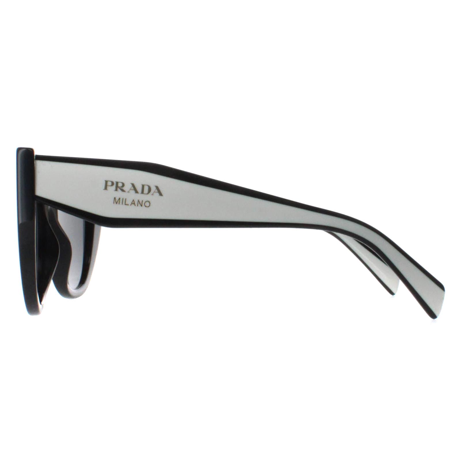 Prada Sunglasses PR14WS 09Q5S0 Black and Talc Dark Grey | eBay UK