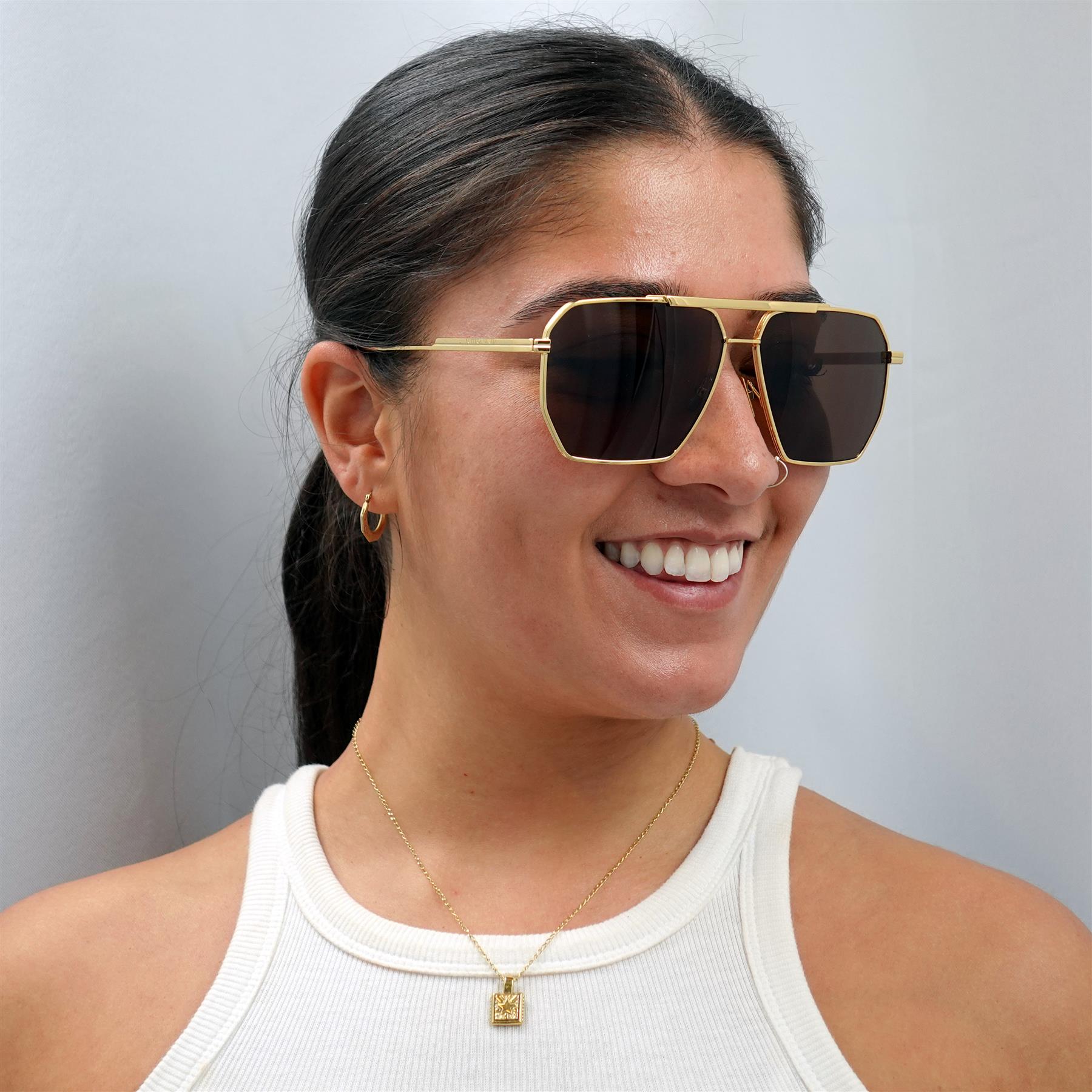 Bottega Veneta Sunglasses BV1012S 003 Gold Brown | eBay display picture 1