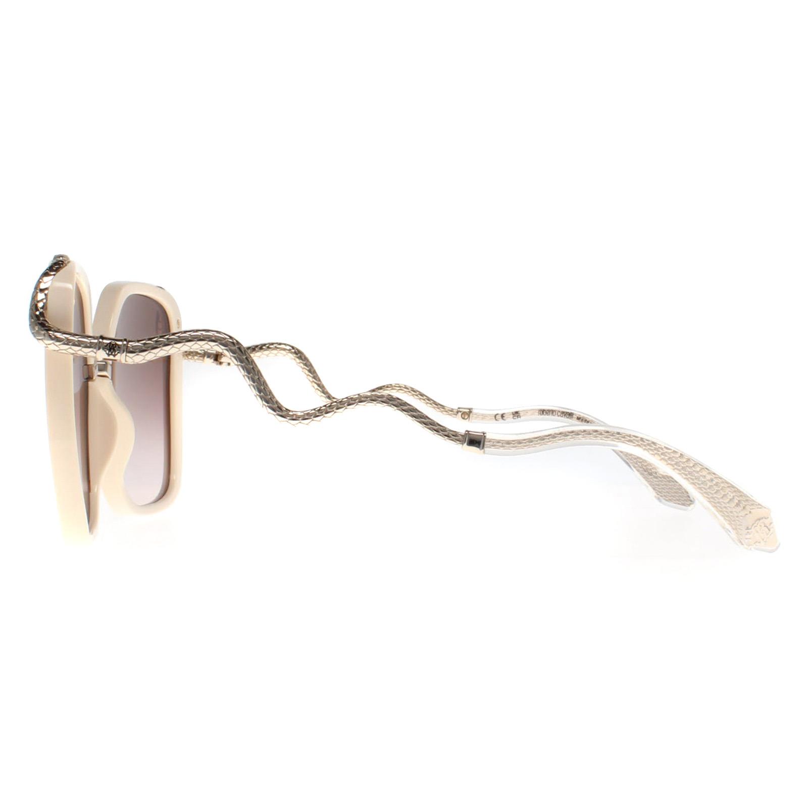 Roberto Cavalli Cream Frame Sunglasses with Brown Gradient Lenses Roberto Cavalli Sunglasses Monogram Collection in SHINY FULL  main image 4