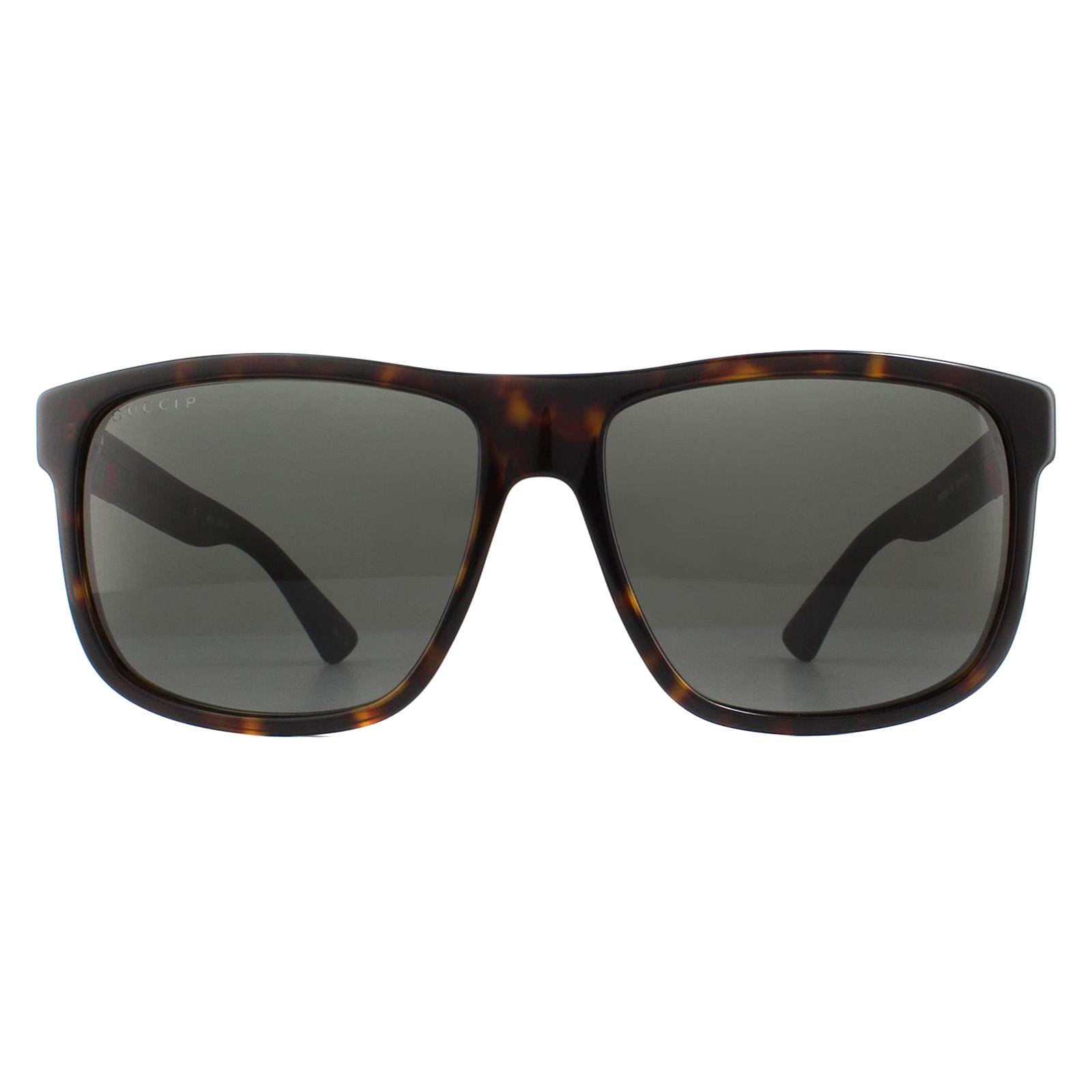 BRAND NEW polarized GUCCI GG0010S Havana brown w grey lens. Gucci GG0010S 003 Square Tortoiseshell Sunglasses  main image 3