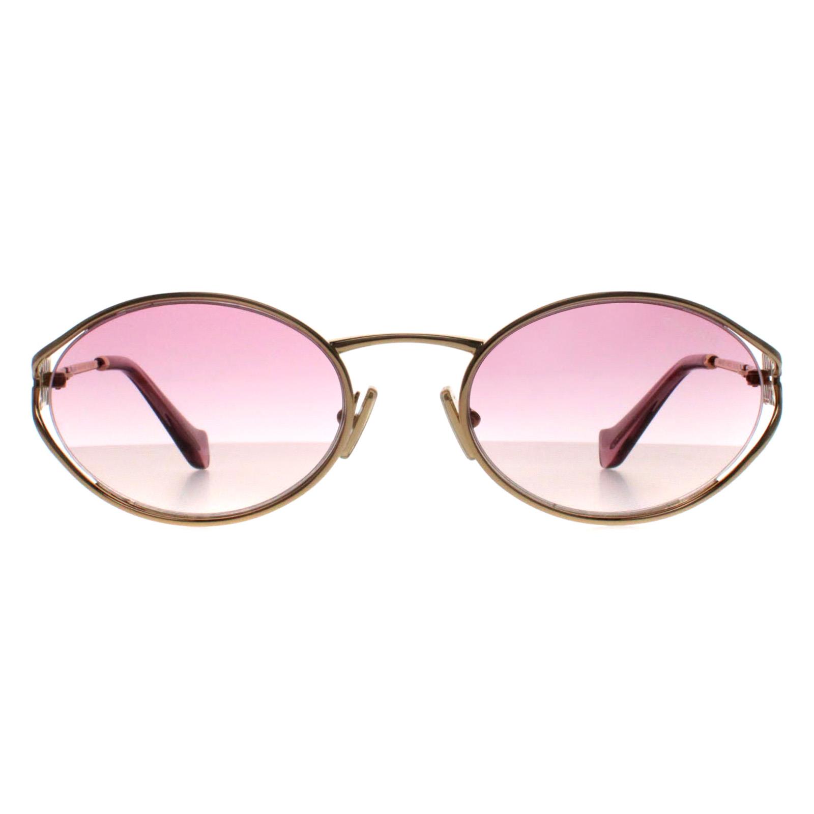 Miu Miu Women Sunglasses Gold Brown Gradient Violet Oval MU52YS 5AK06S BRAND NEW Miu Miu MU 52YS Sunglasses 5AK06S Gold - eye-oo.com main image 2