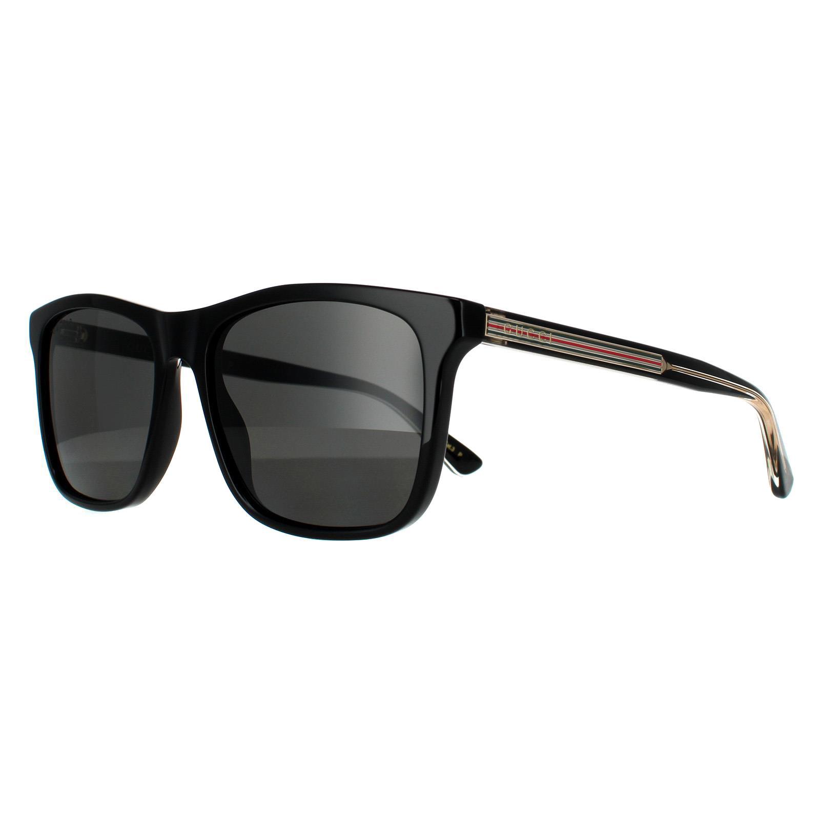 Gucci GG0381SN 007 Black Rectangular Sunglasses 57-18-145 Made in Italy w/ Case Gucci GG0381SN 007 Black Grey Rectangular Sunglasses - eye  main image 3