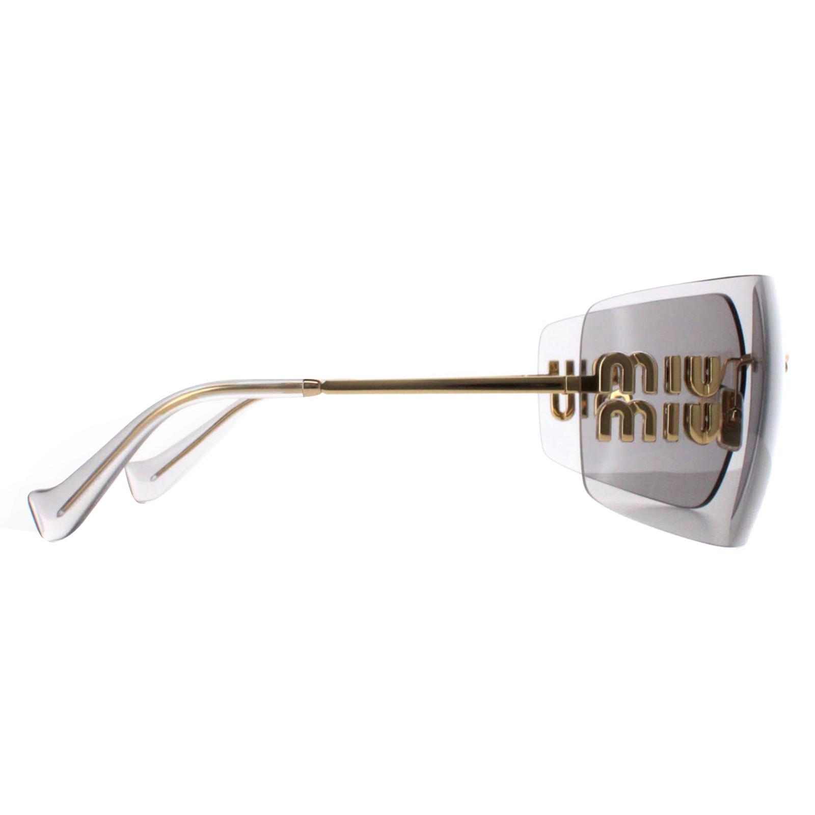 Miu Miu MU54YS 5AK30B Sunglasses Gold Light Grey Wraparound Rimless Women Miu Miu - MU 54YS Sunglasses | Specs Collective main image 3