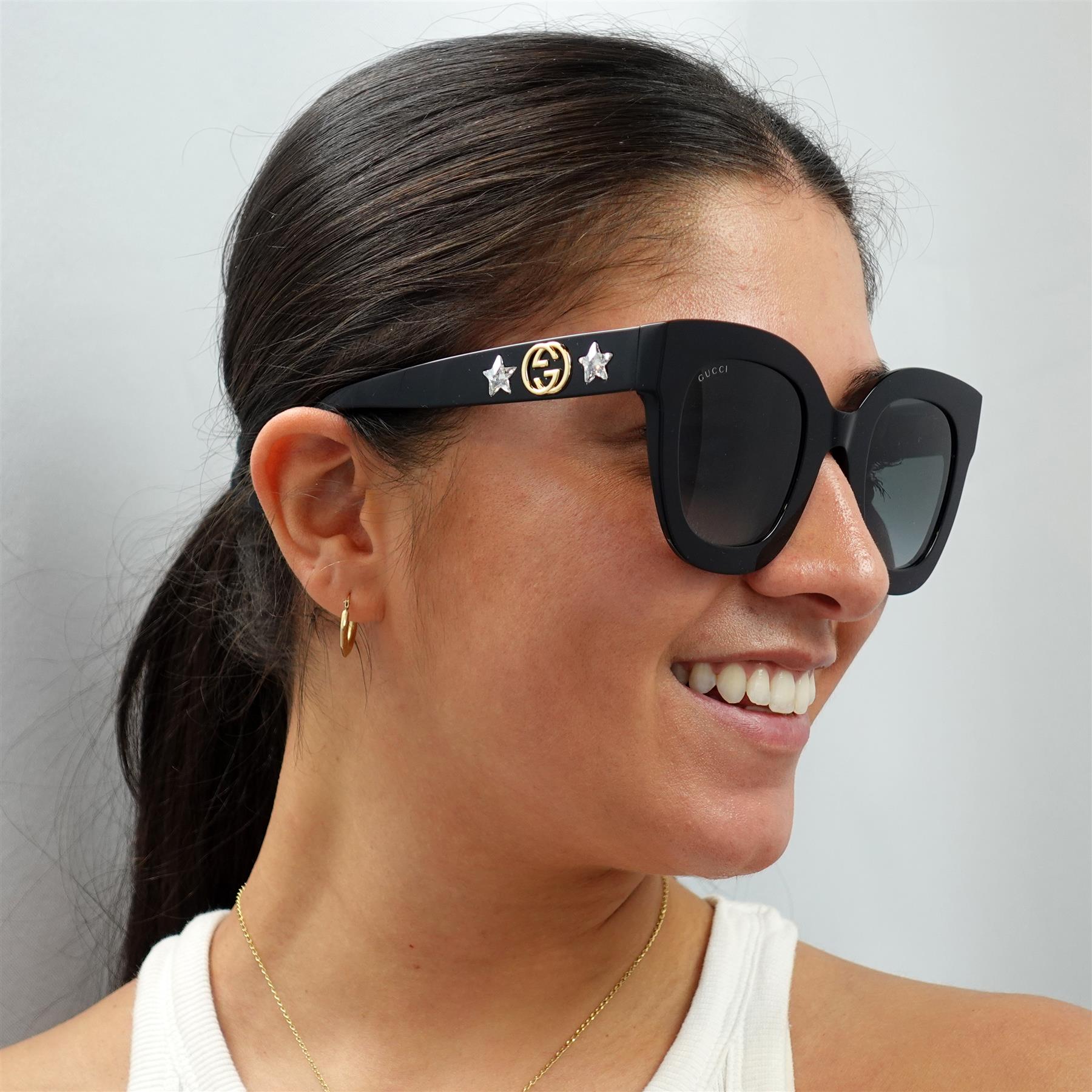 サングラス GUCCI Woman Sunglasses Black GG0208S 001 Gucci Sunglasses GG0208S 001 Black Grey Gradient | eBay UK