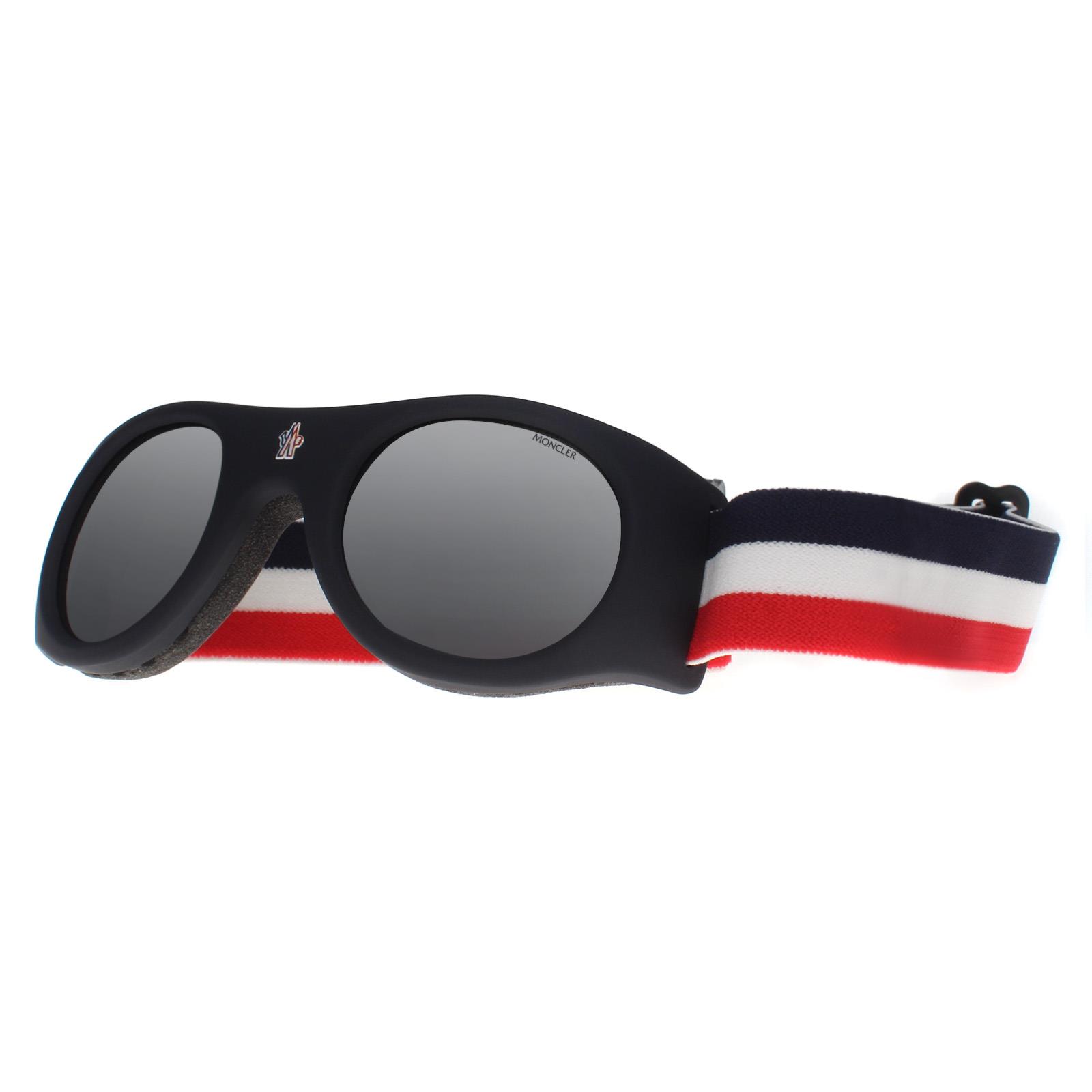 メガネ MONCLER FW25 Moncler - ML0051 - 92C (ML0051 92C) Moncler Ski Goggles ML0051 92C Navy Blue Brown Silver Mirror