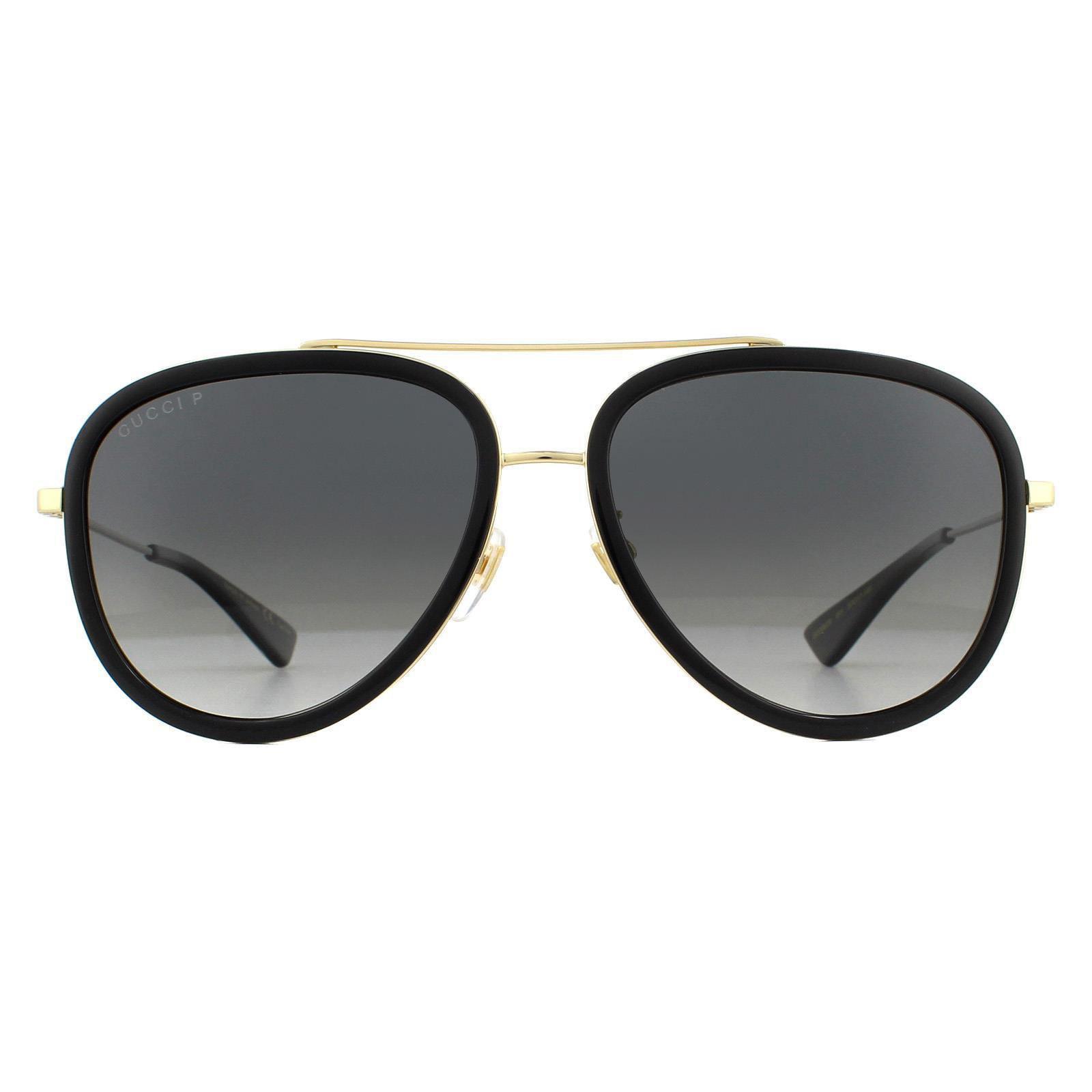 GUCCI アヒエタ フレム サンクラス GG0062S 011 Gucci Sunglasses GG0062S 011 Black And Gold Gray Gradient