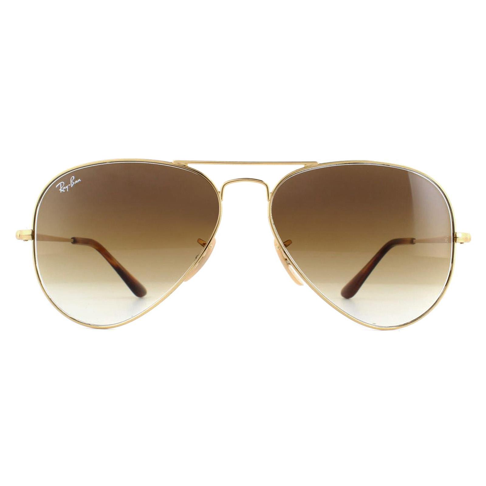 Ray-Ban Sunglasses Aviator Metal II RB3689 914751 Gold Brown 
