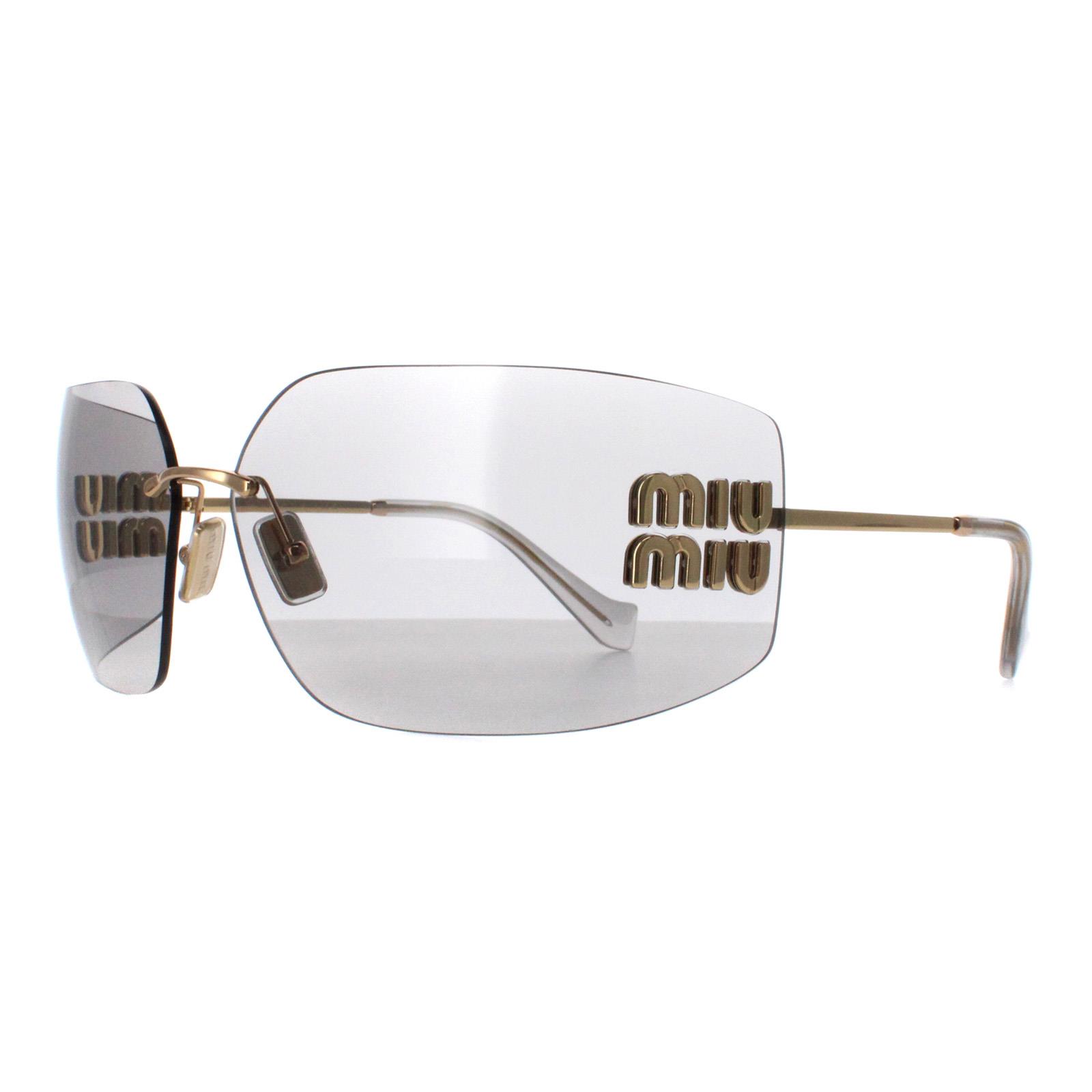 Miu Miu MU54YS 5AK30B Sunglasses Gold Light Grey Wraparound Rimless Women Miu Miu - MU 54YS Sunglasses | Specs Collective main image 4