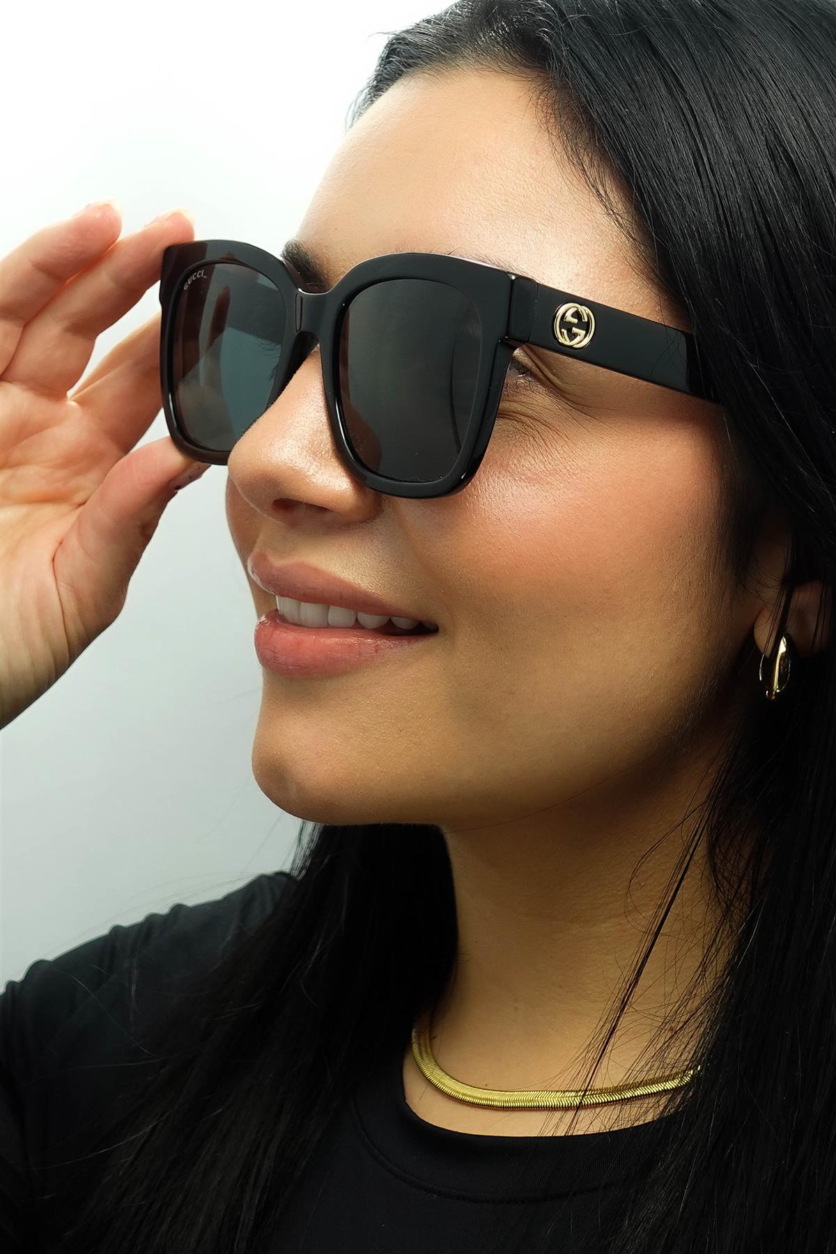 Gucci Sunglasses GG0034SN 001 Black Gray | eBay