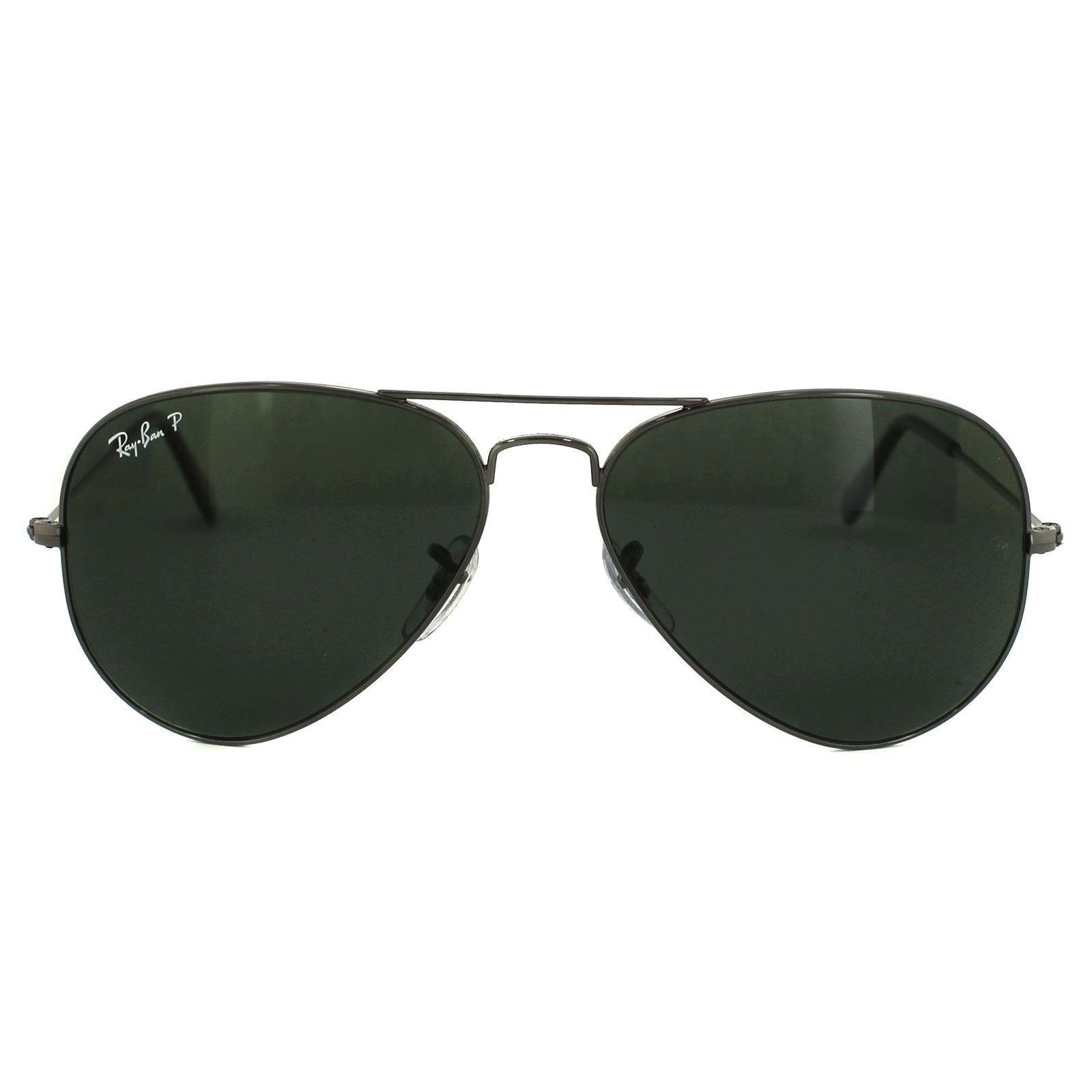 Ray-Ban Sunglasses Aviator 3025 Gunmetal Green Polarized 004/58 Large 