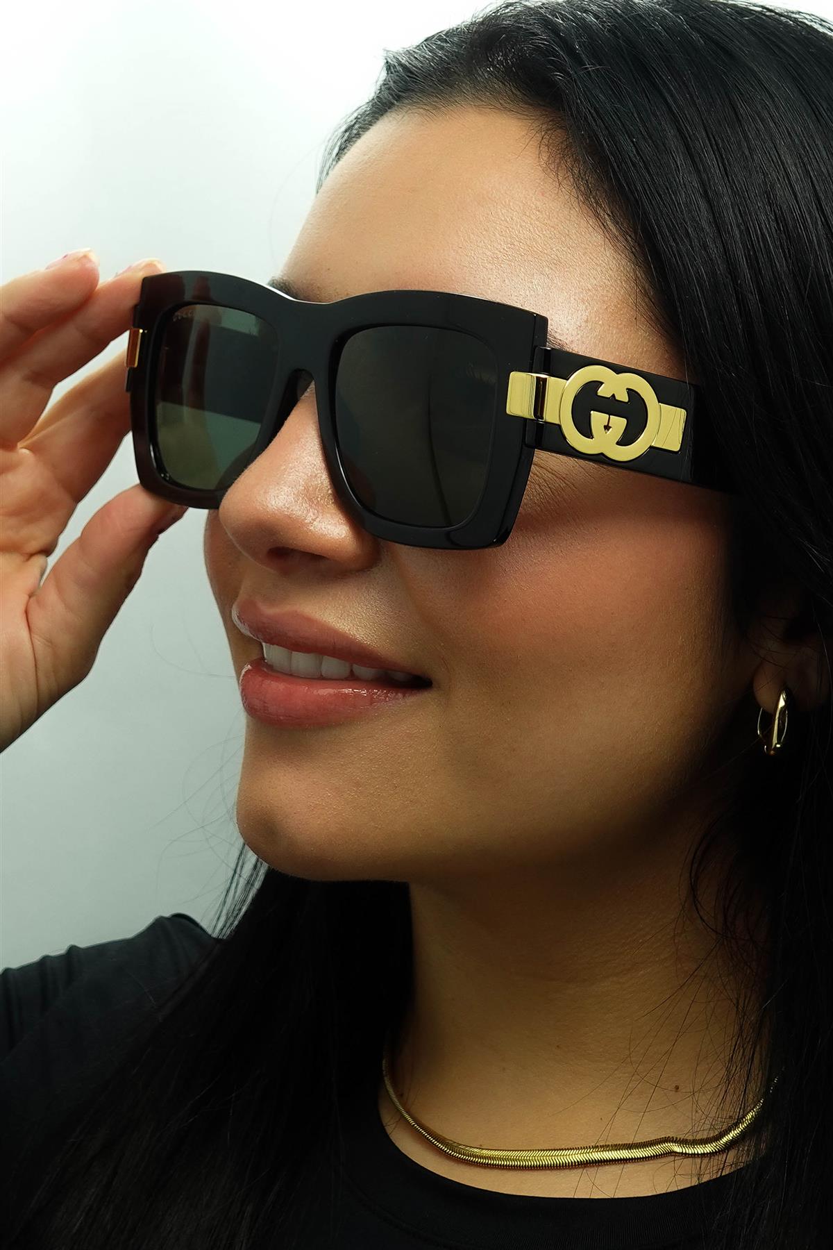Gucci Sunglasses GG1688S 001 Black with Gold Gray | eBay display picture 2