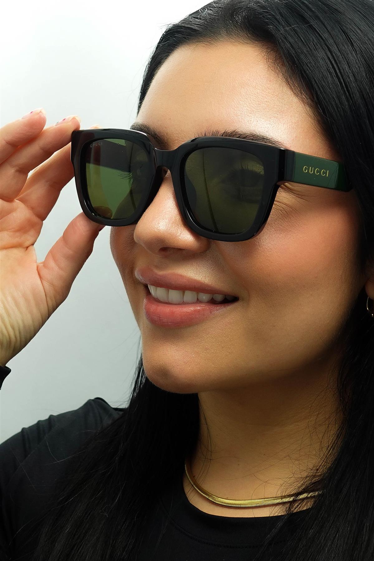 Gucci Sunglasses GG1670SK 005 Black with Green and Red Green  display picture 1