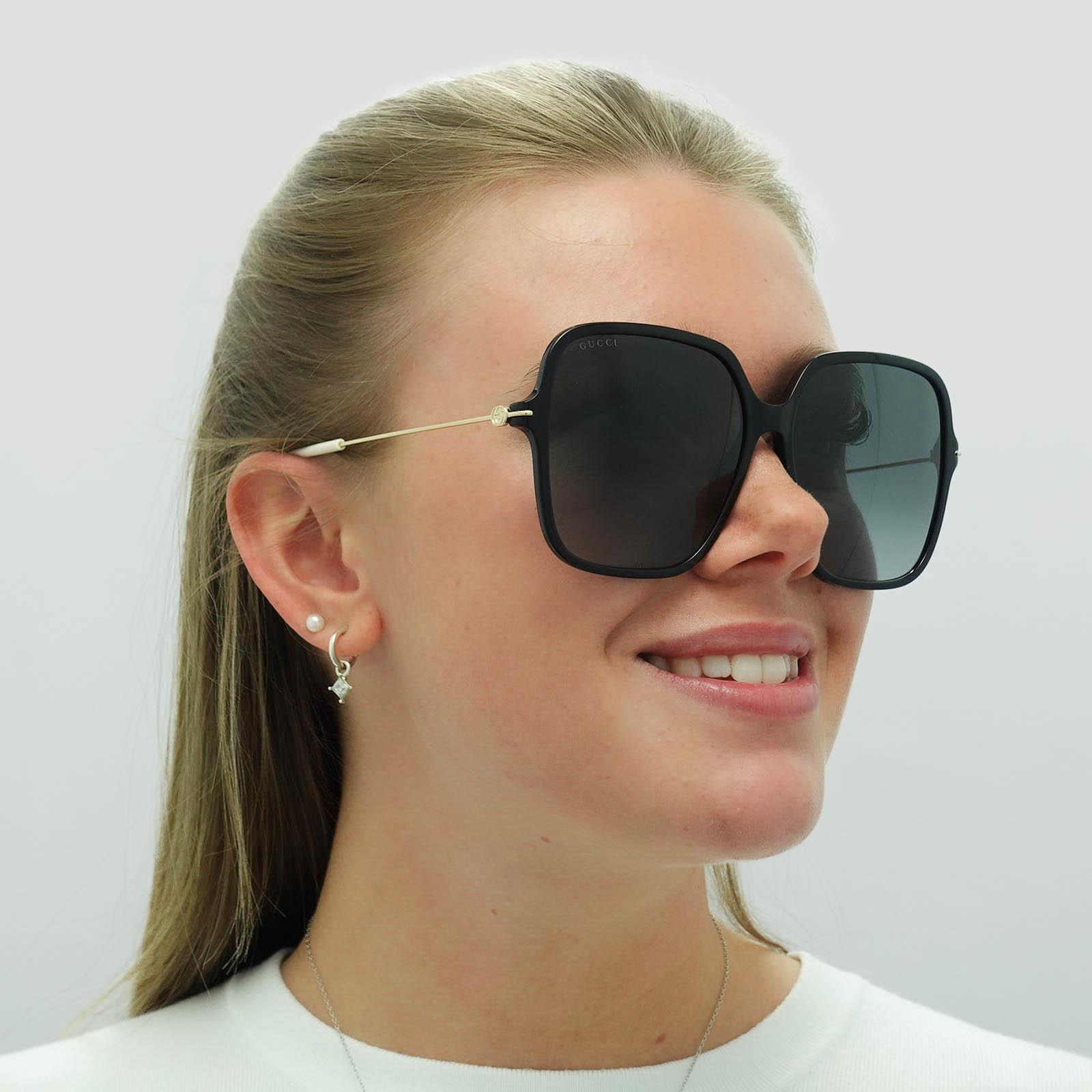 Gucci Sunglasses GG1267S 001 Shiny Black and Gold Gray