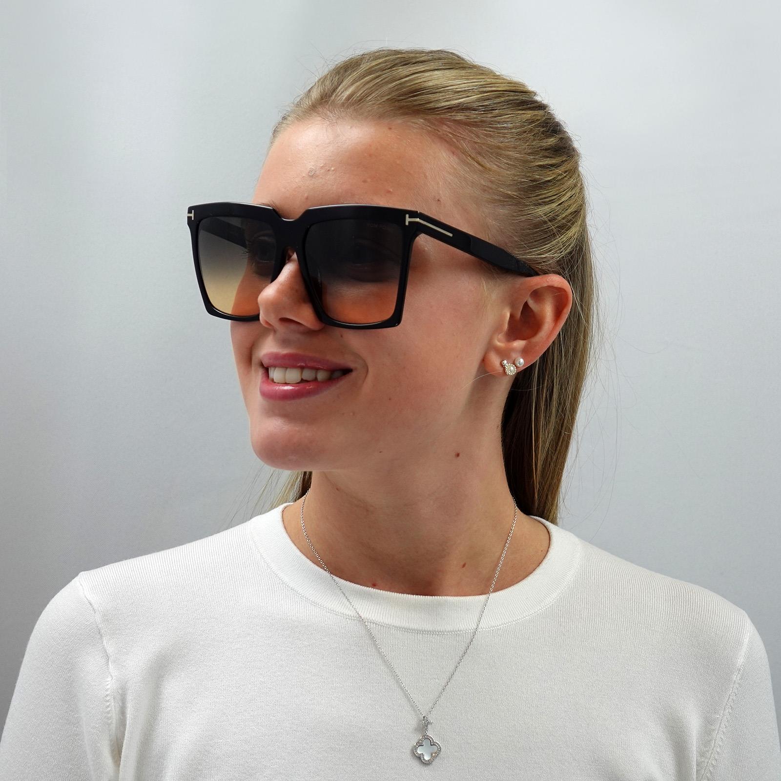 Tom Ford SABRINA-02 Women Sunglasses Black Smoke Gradient Square FT0764 01B Tom Ford® FT0764 Sabrina-02 Geometric Sunglasses - EuroOptica main image 3