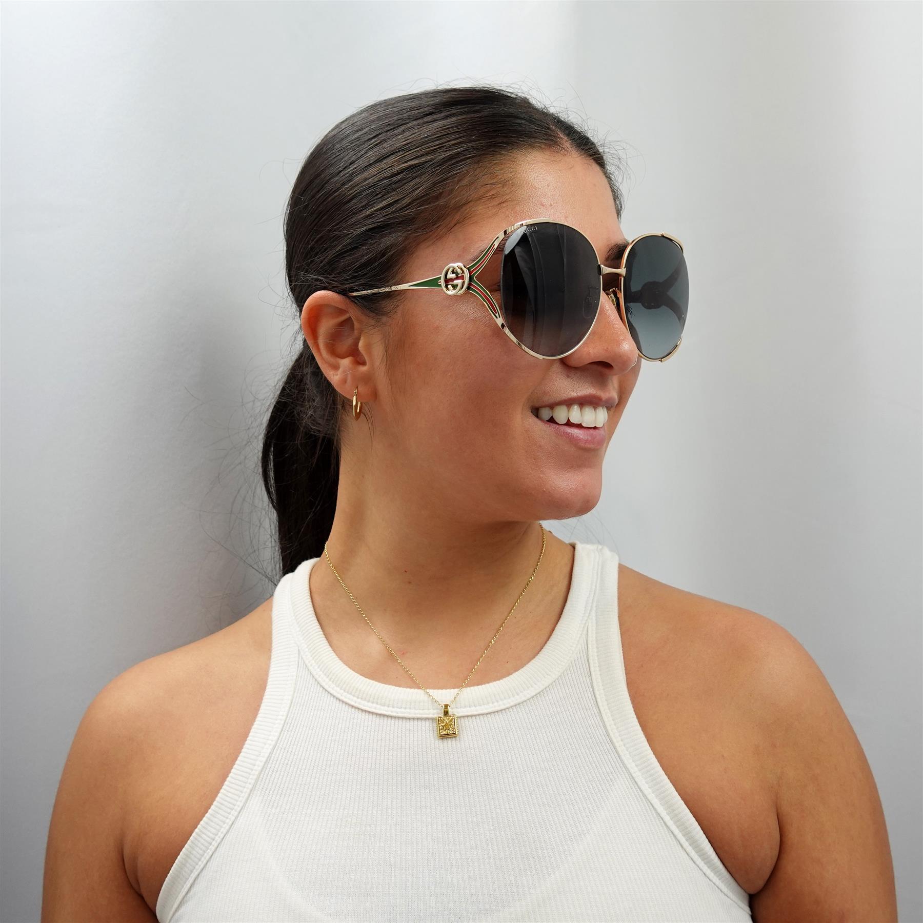 Gucci Sunglasses GG0225S 001 Gold Gray Gradient | eBay
