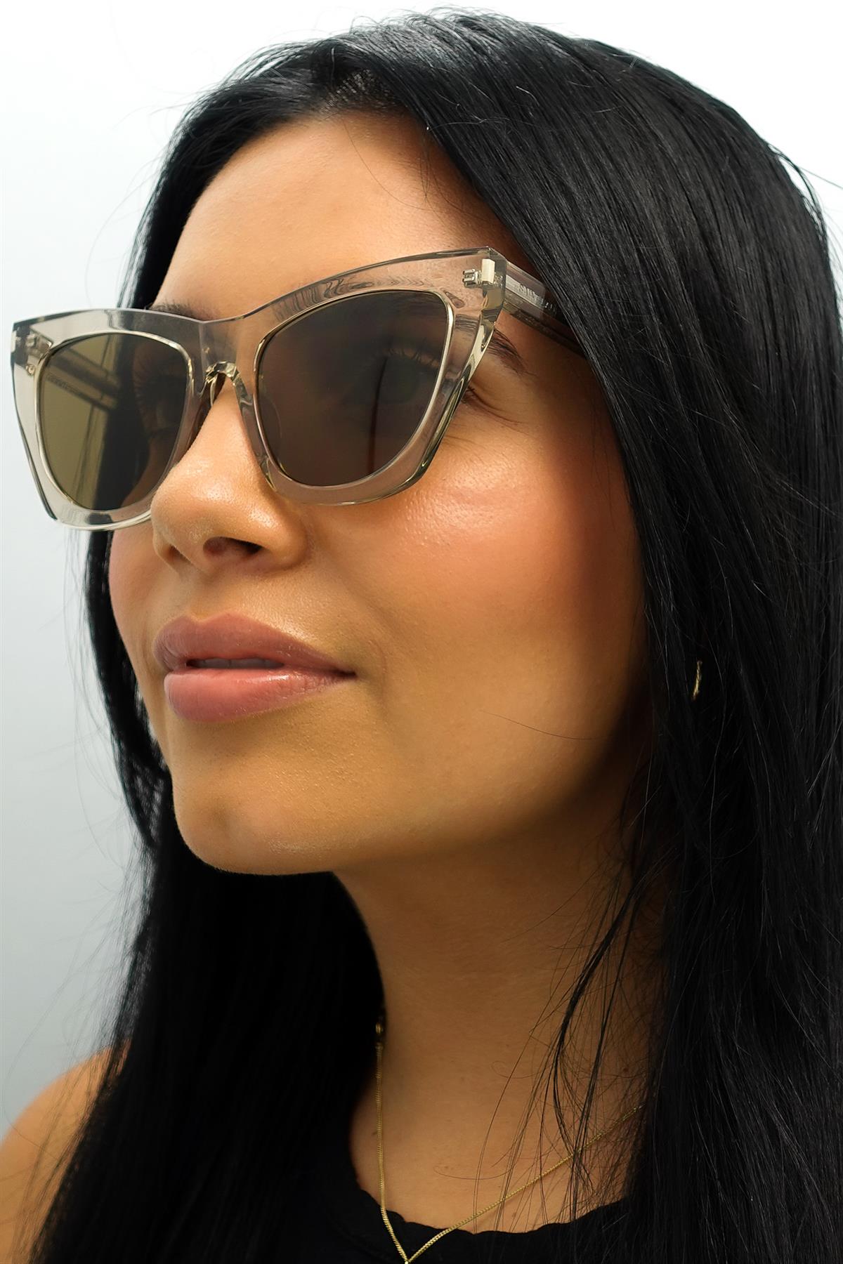 ?️ New Saint Laurent SL214 KATE 032 Sunglasses - Beige Frame, Brown Lenses Saint Laurent Sunglasses SL214 Kate 032 Transparent Beige  main image 2