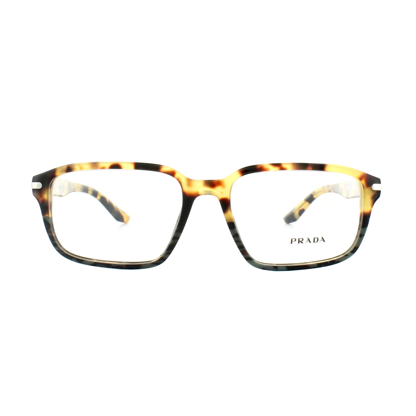 Prada Eyeglasses Frames PR 09TV U6O1O1 Medium Havana Spotted Green Mens