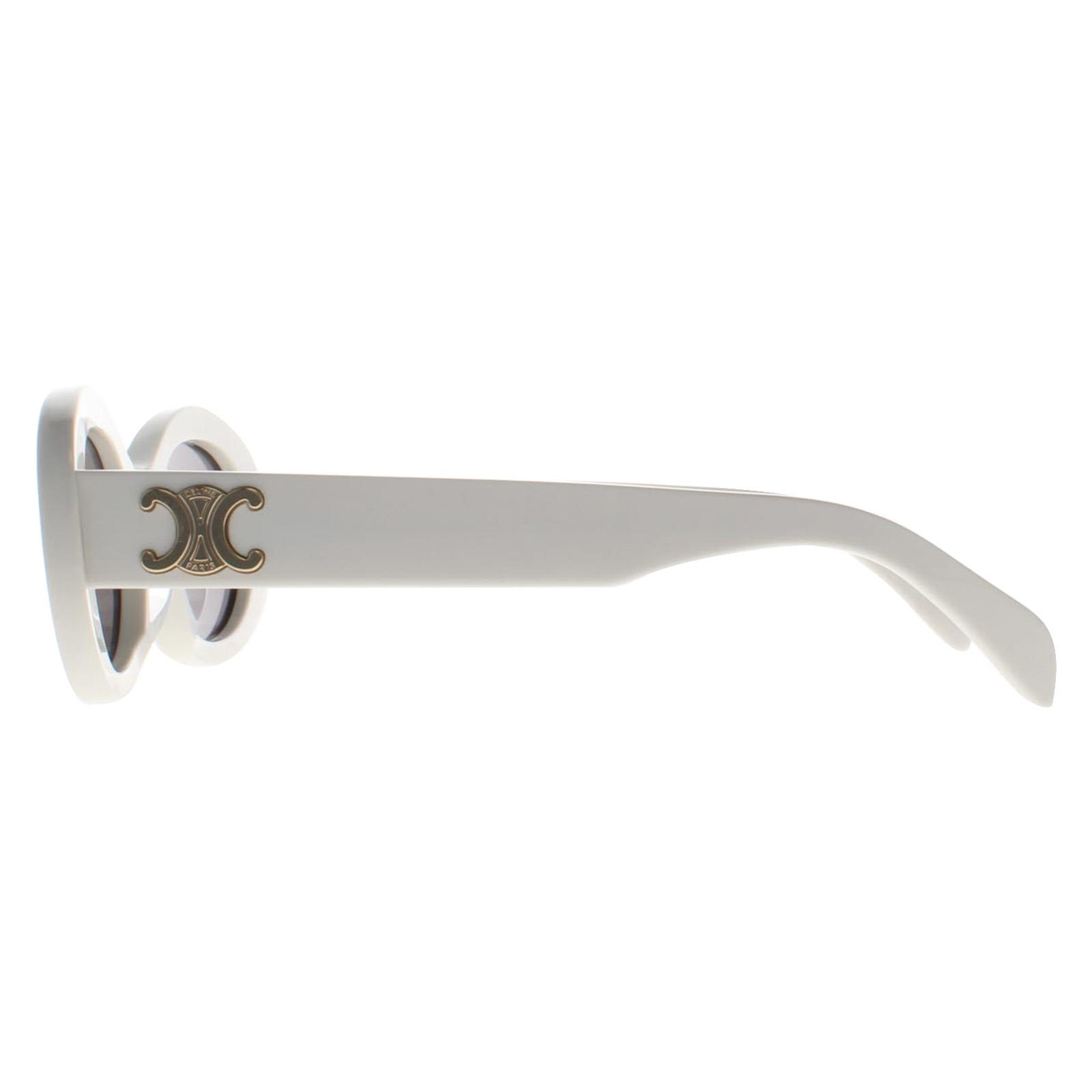 ?️ New Celine CL40194U 25A Sunglasses - Ivory Frame, Smoke Lenses CELINE White Round CL40194U 25A Sunglasses With Gold  main image 2