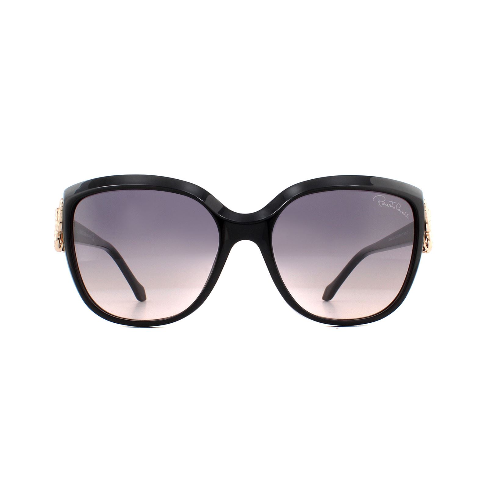 Roberto Cavalli Sunglasses Zaniah RC1017 01B Shiny Black Smoke Gradient