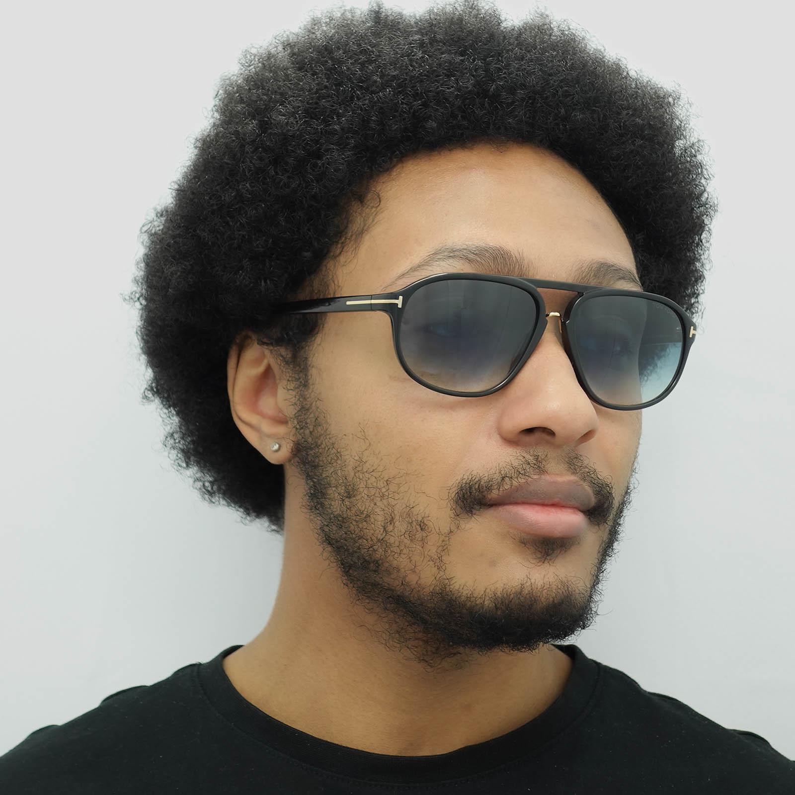 Tom Ford Sunglasses 0447 Jacob 01P Shiny Black Blue Gradient | eBay