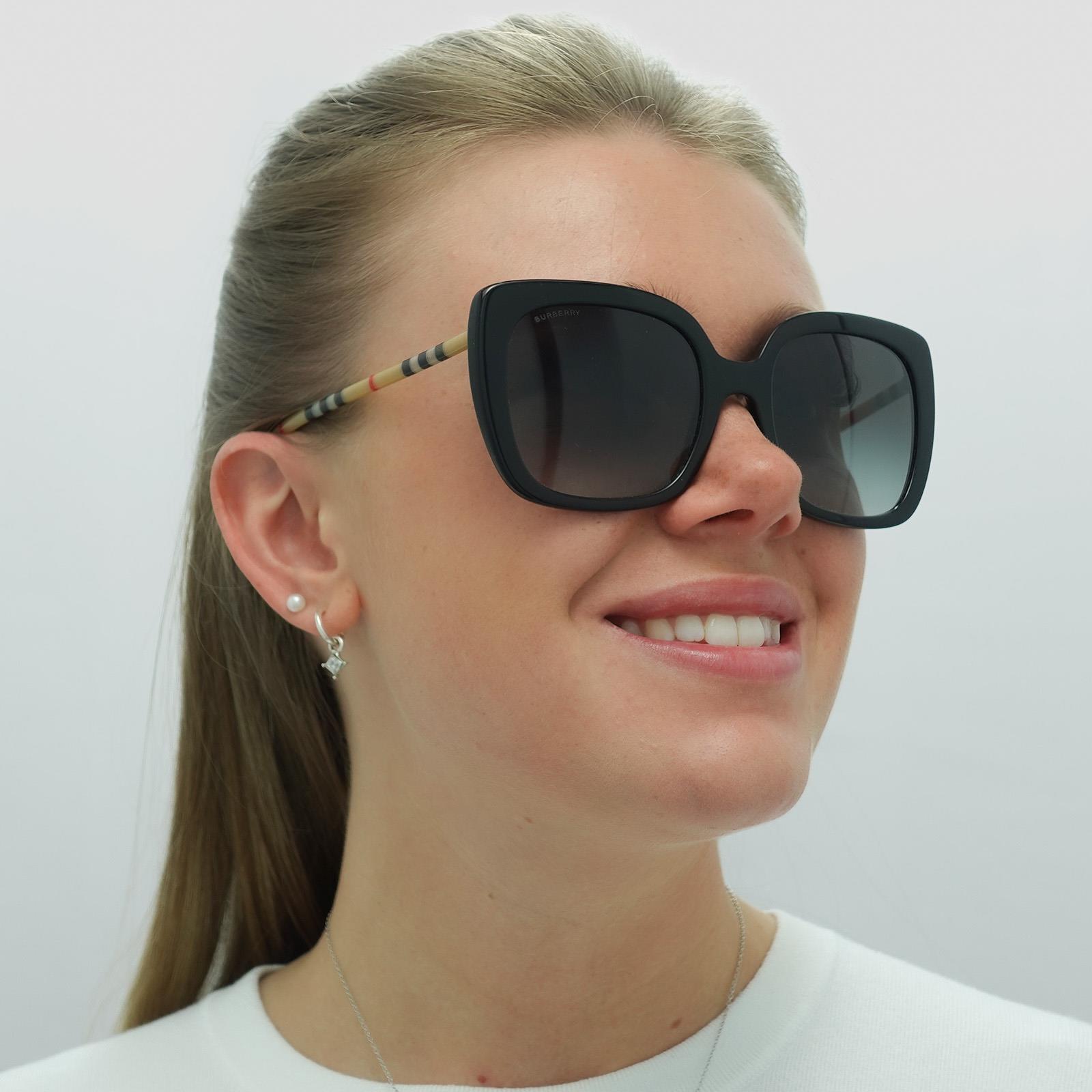 Burberry BE4323F 38538G Sunglasses Black/Brown Square Frame, Grey Lenses Burberry BE4323F Caroll L (56 - 20) with Grey lenses and  main image 2