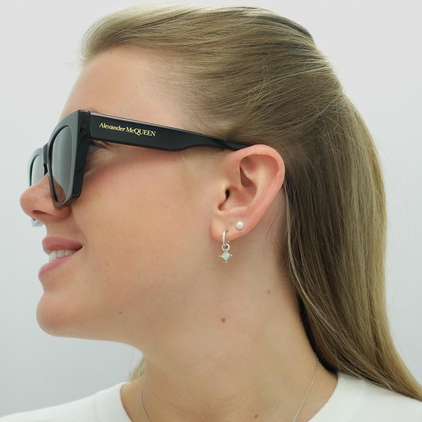 Alexander McQueen Sunglasses AM0299S 001 Black Gray | eBay