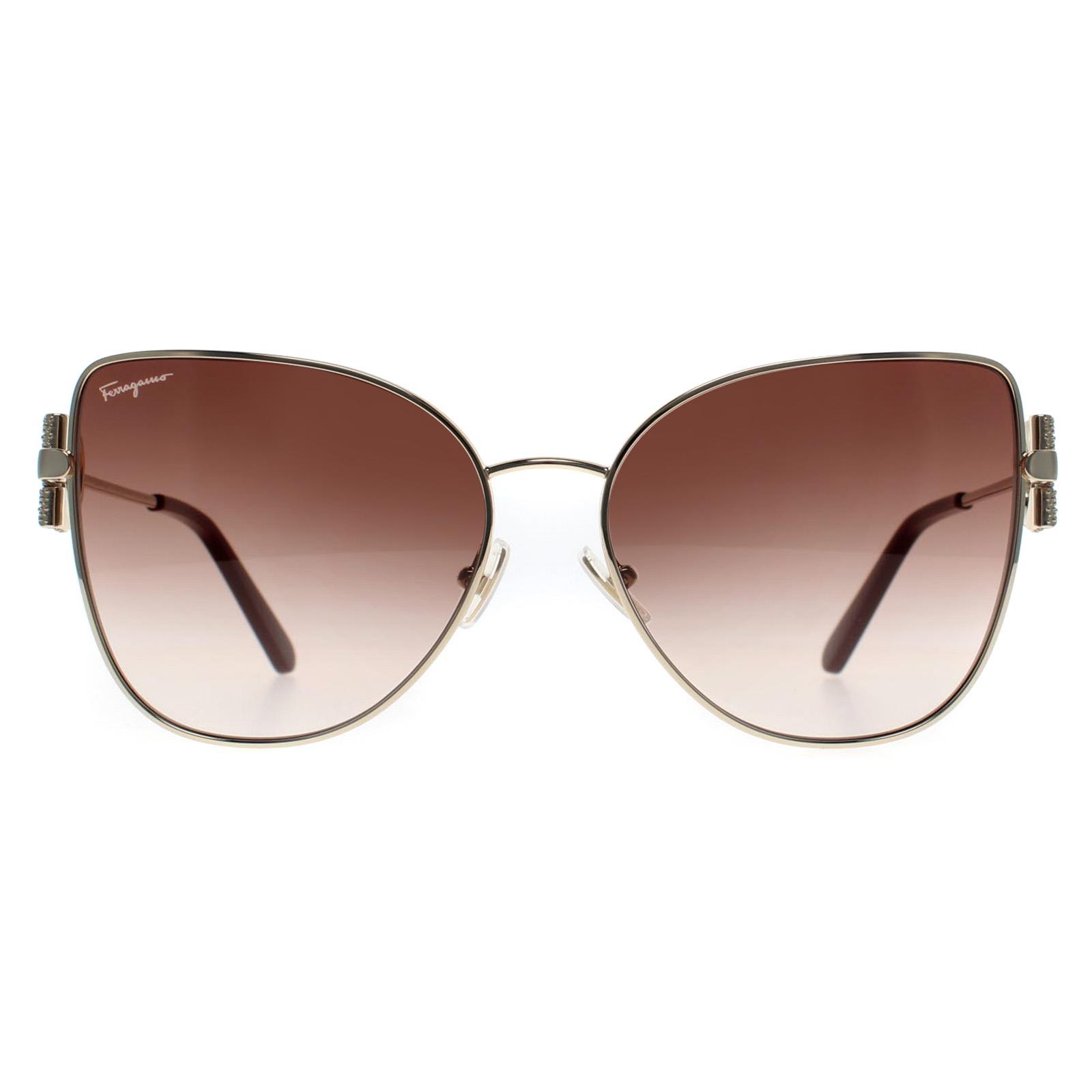 Salvatore Ferragamo Sunglasses SF296SR 703 Gold Brown Gradient | eBay