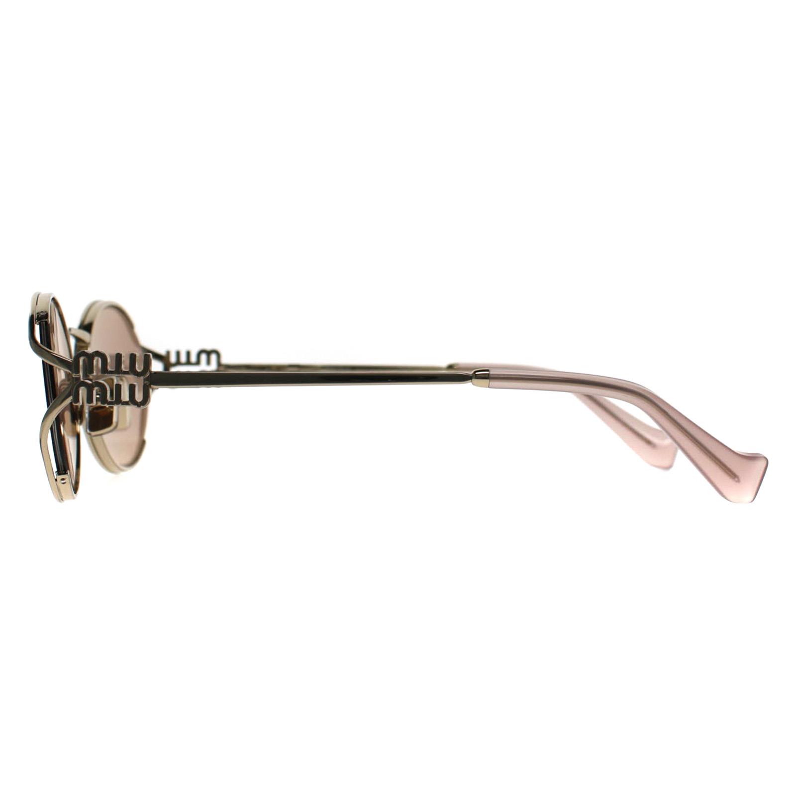 Miu Miu MU52YS ZVN20F BRAND NEW Sunglasses Pink Gold Mirror Silver Oval Unisex Miu Miu MU52YS ZVN20F-54 Pale Gold / Pink Gold Mirror Lenses main image 4