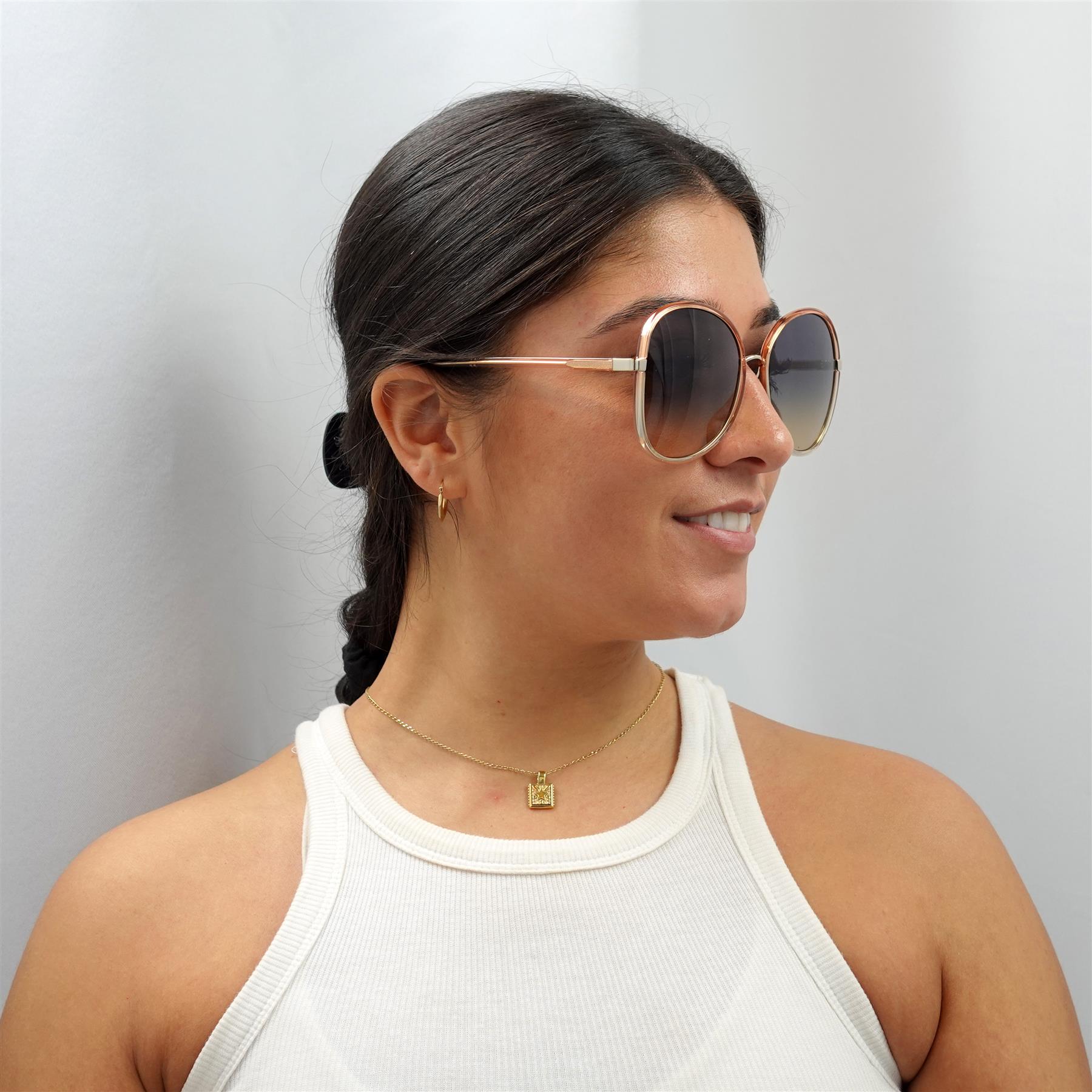 Chloe Sunglasses CH0030S Franky 004 Orange Crystal Blue