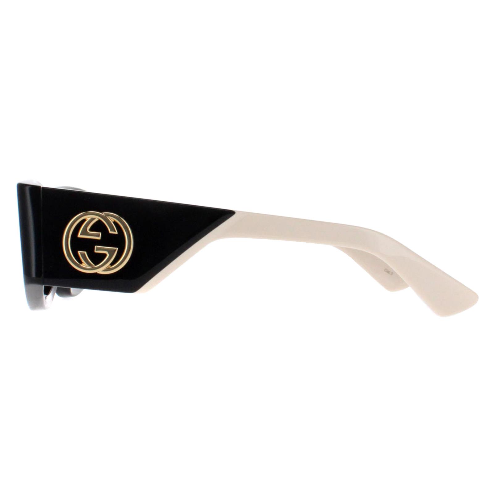 Gucci GG1664S 001 Sunglasses - Black/Ivory Frame, Grey Lenses - Lowest Price! GUCCI GG1664S 001 Black Gold Ivory Grey Oval Unisex  main image 3