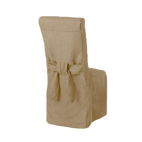 1 x Sand Linen Fabric Dining Chair Covers for Scroll Top High Back