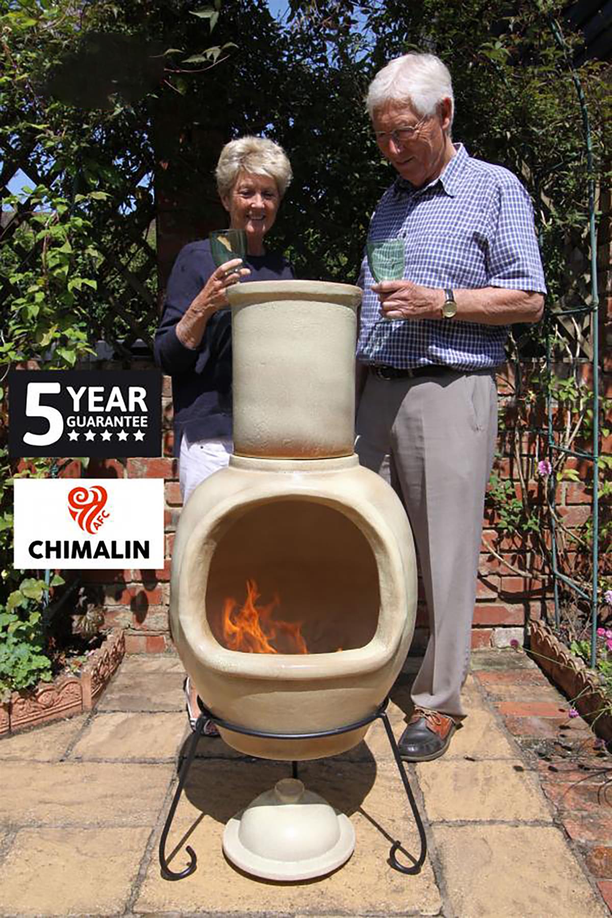 UK Gardens 129cm Extra Large Chimenea Chimalin AFC in Glazed Black and